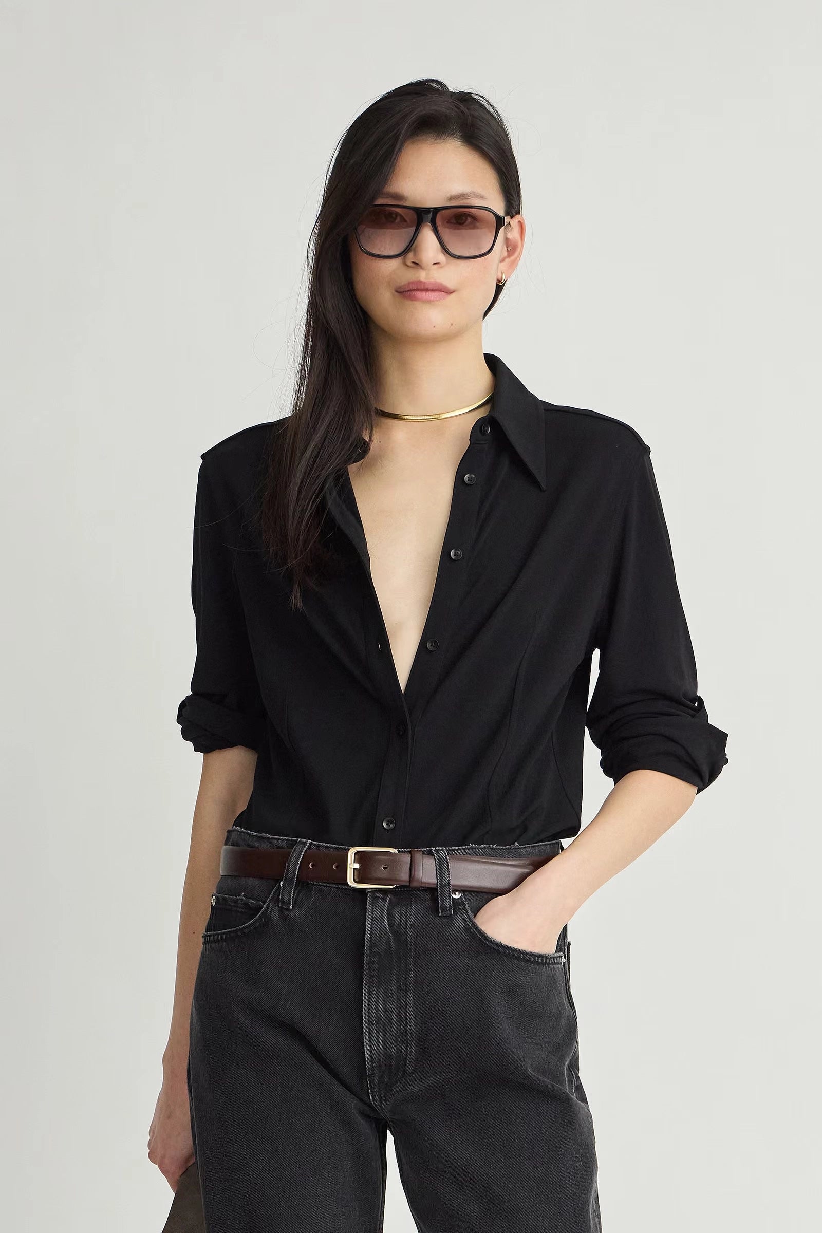 Merce Slinky Slim Button Shirt *MISSING $ Shirts & Tops Apiece Apart
