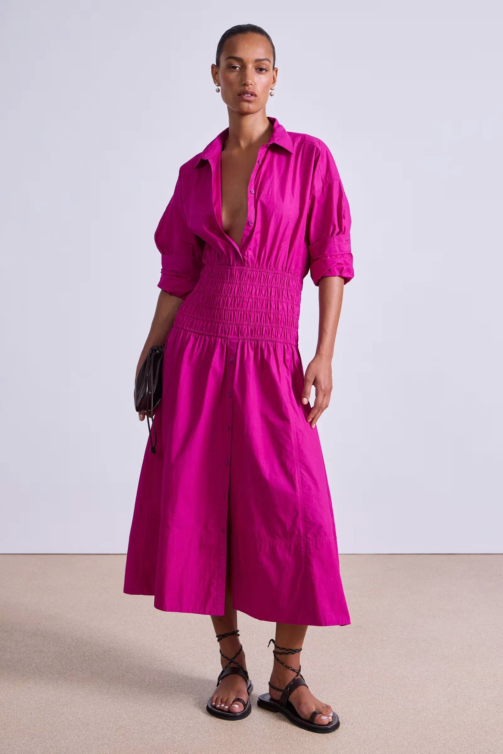 Sophia Smocked Shirt Dress Dresses Apiece Apart