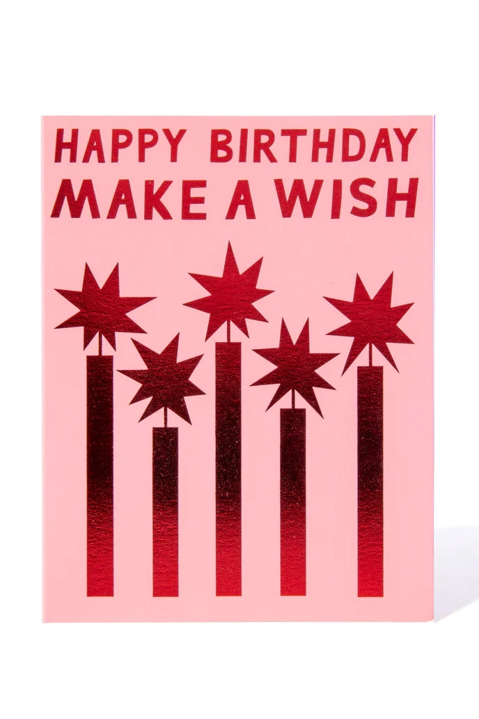 Red Foil Happy Birthday Make a Wish Note Card Accessories Banquet Atelier & Workshop