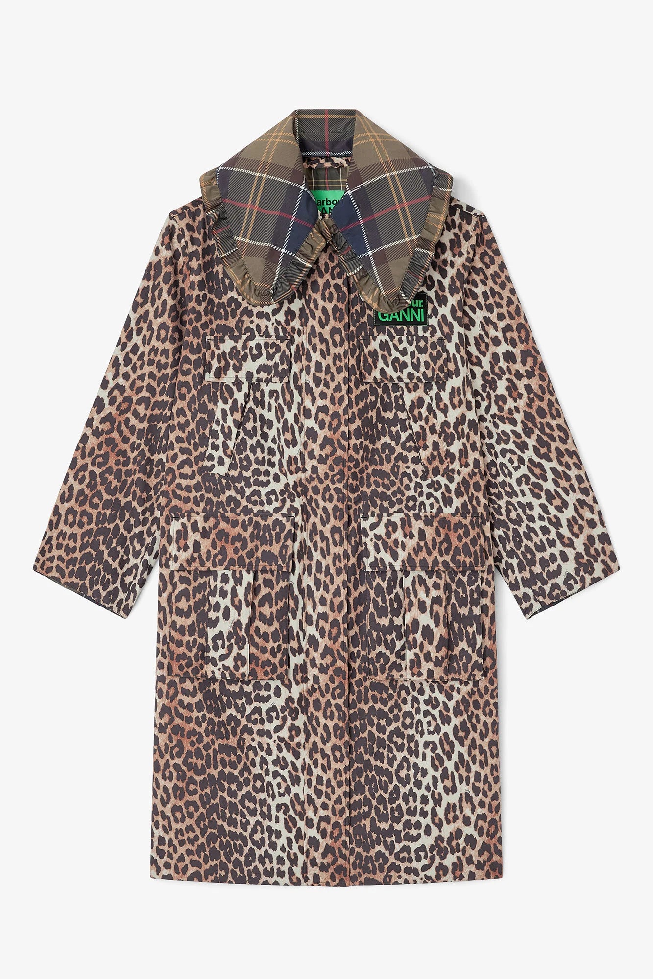 Barbour x GANNI Leopard Print Waterproof Parka Jacket Jackets &amp; Coats Barbour x GANNI
