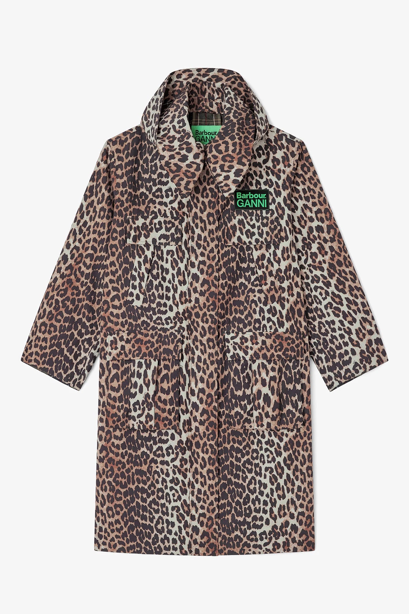 Barbour x GANNI Leopard Print Waterproof Parka Jacket Jackets &amp; Coats Barbour x GANNI