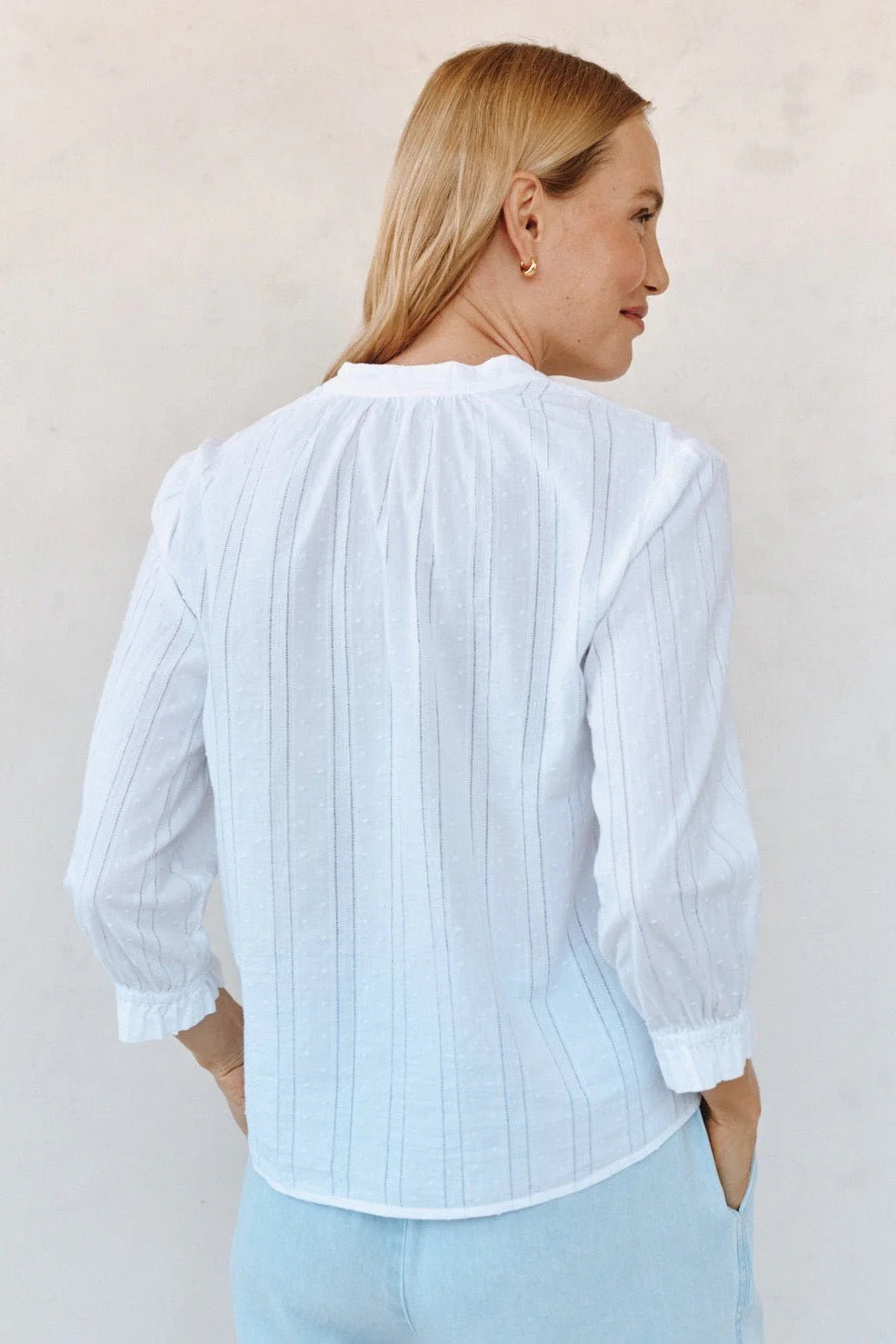 3/4 Sleeve Tie Neck Blouse Tops Bella Dahl