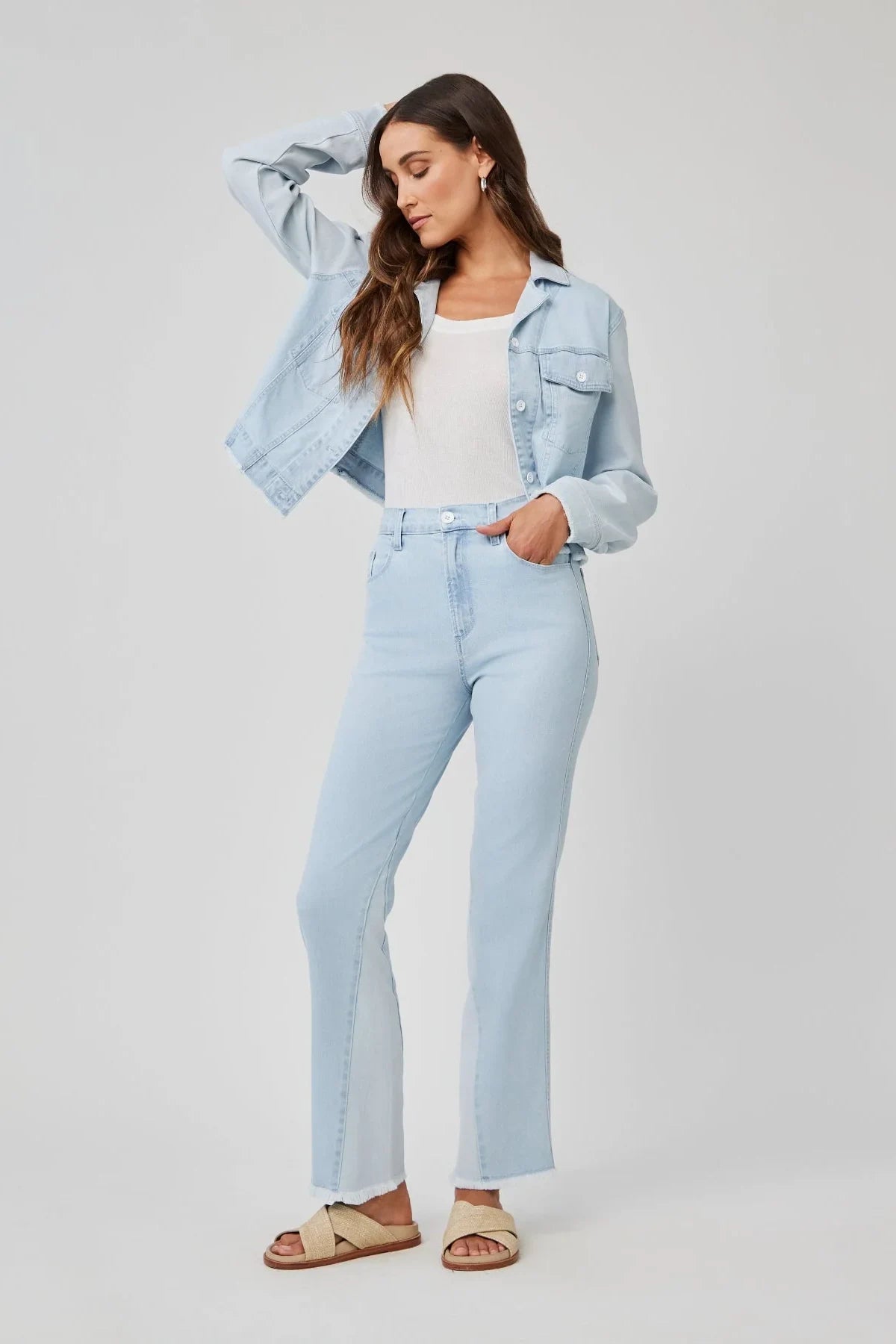 Coco Frayed Mix Denim Jacket Jackets & Coats Bella Dahl