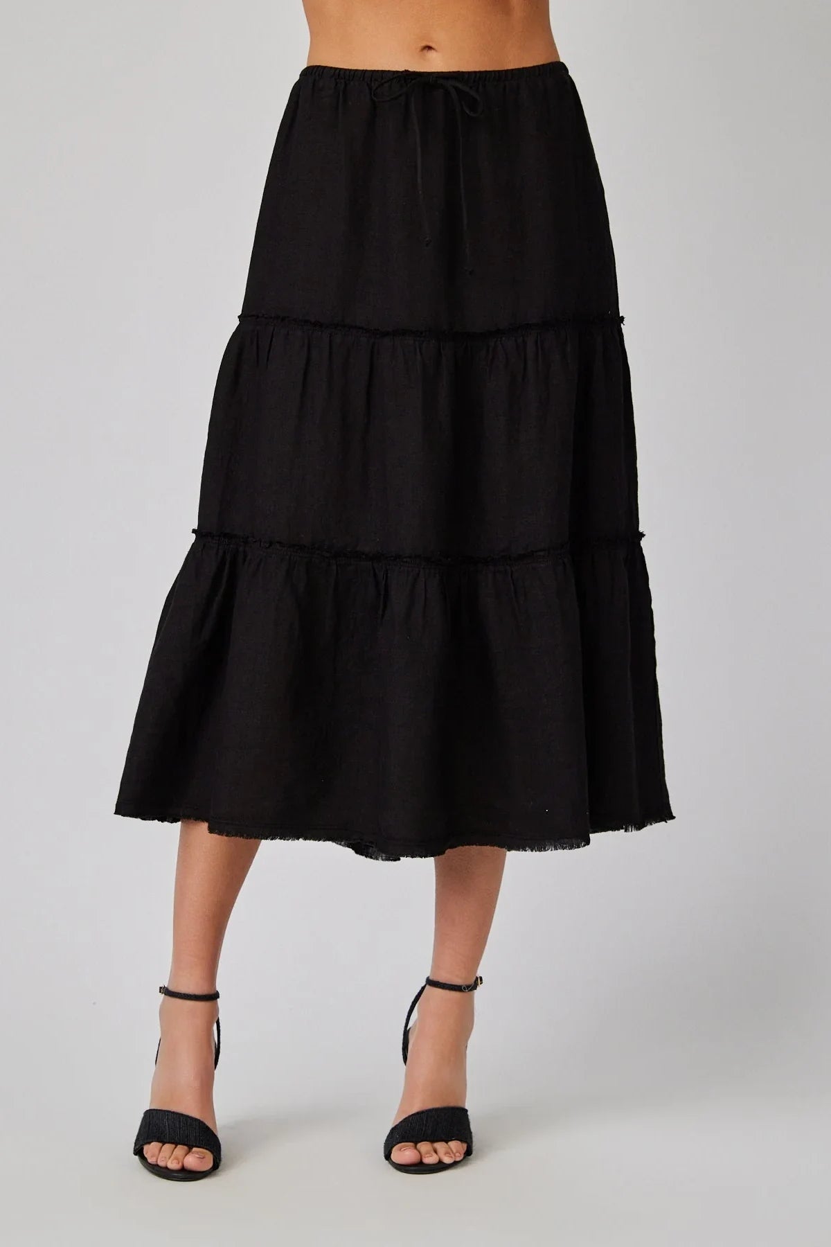 Linen Frayed Tiered Skirt Skirts Bella Dahl