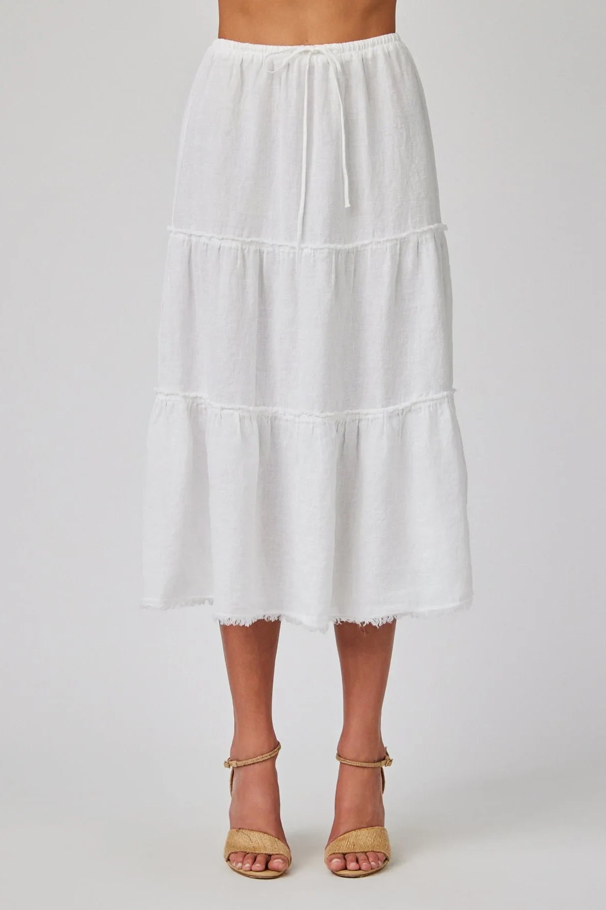Linen Frayed Tiered Skirt Skirts Bella Dahl