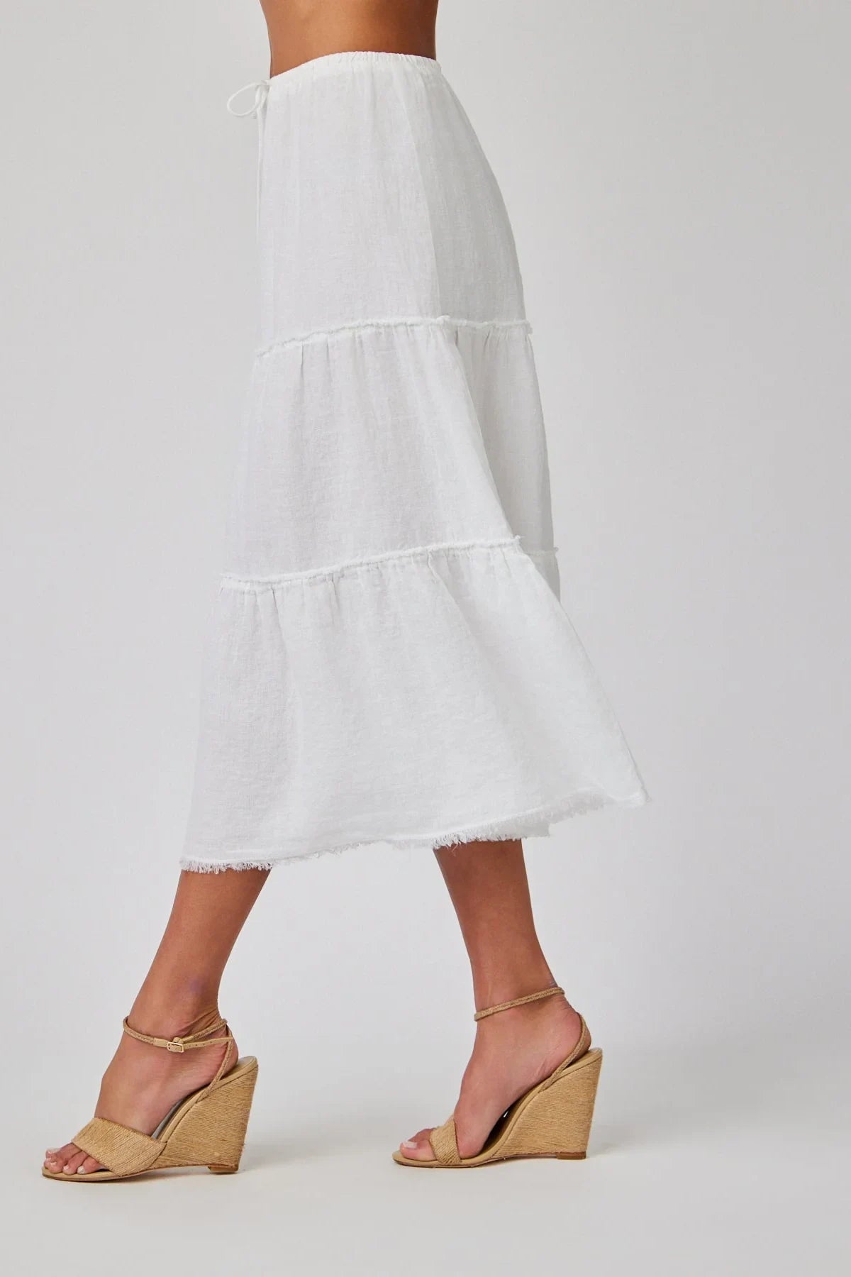 Linen Frayed Tiered Skirt Skirts Bella Dahl