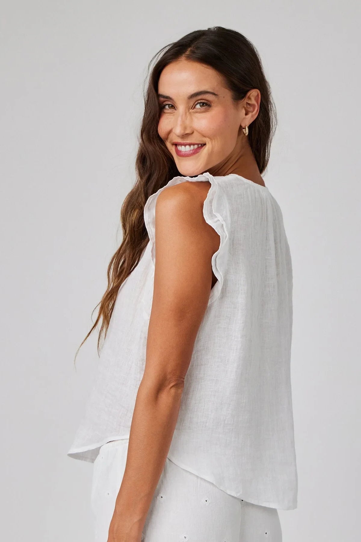 Linen Ruffle Sleeve Top Tops Bella Dahl