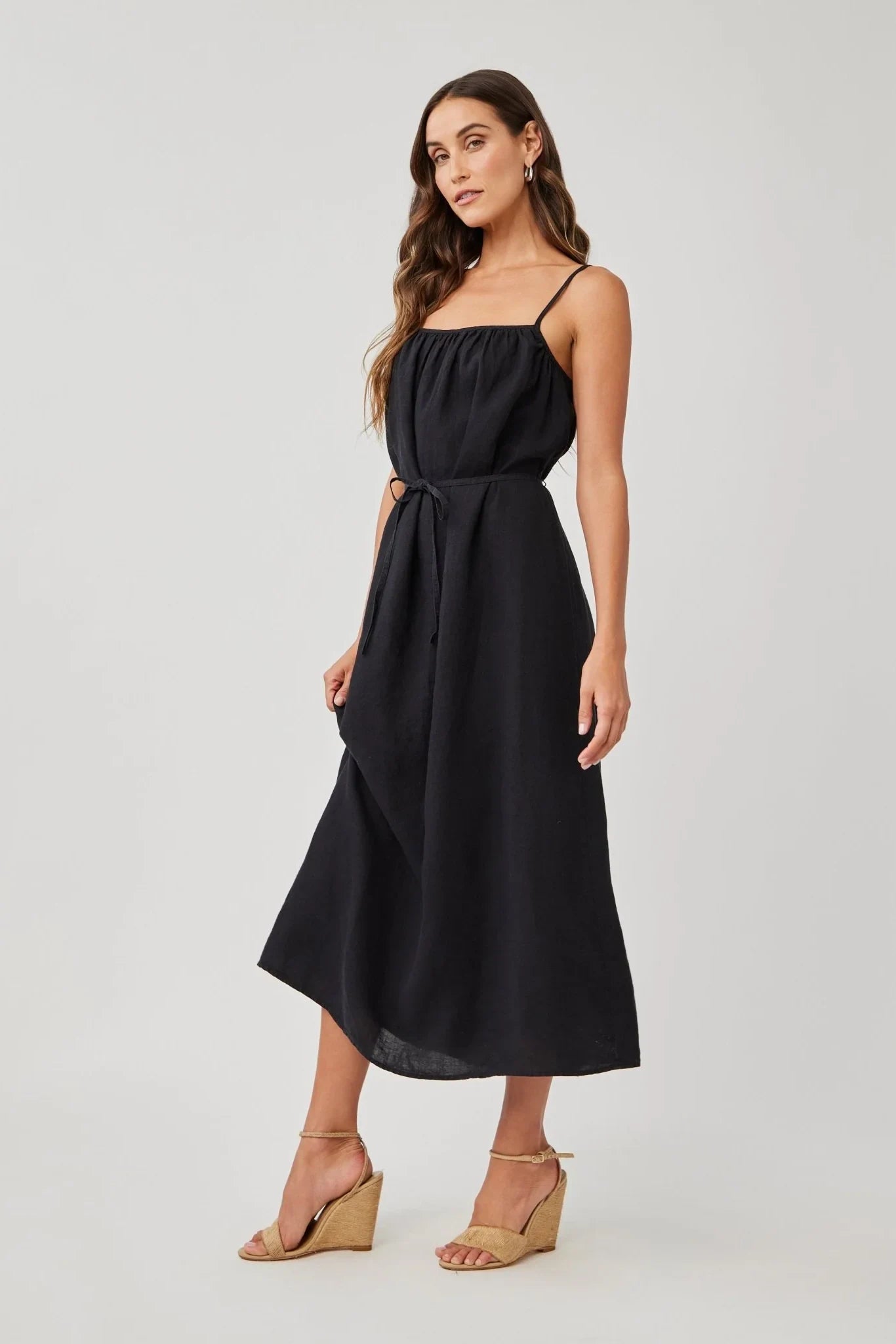 Linen Shirred Maxi Dress Dresses Bella Dahl