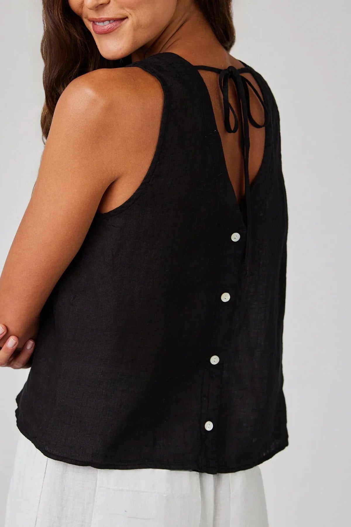 Linen Sleeveless Button Back Top Tops Bella Dahl