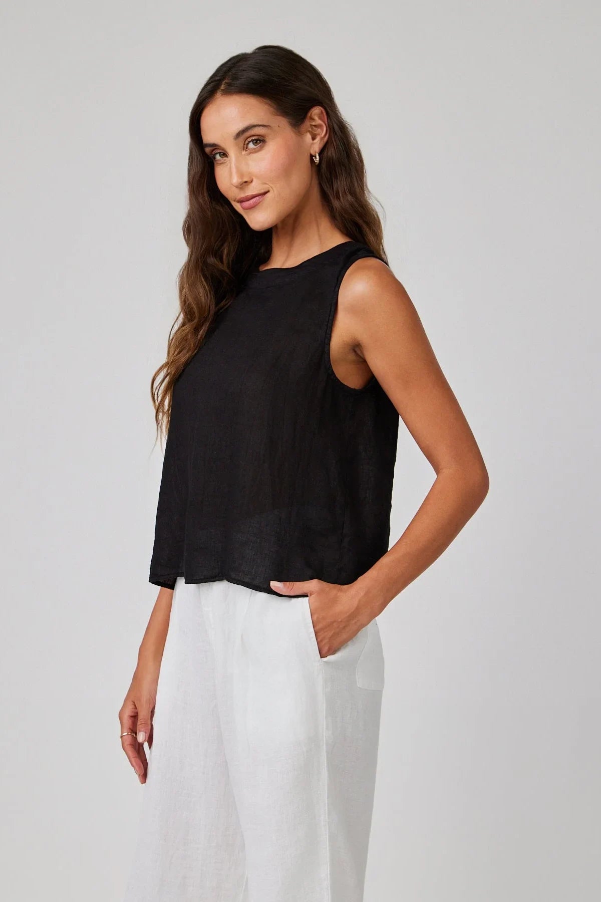 Linen Sleeveless Button Back Top Tops Bella Dahl