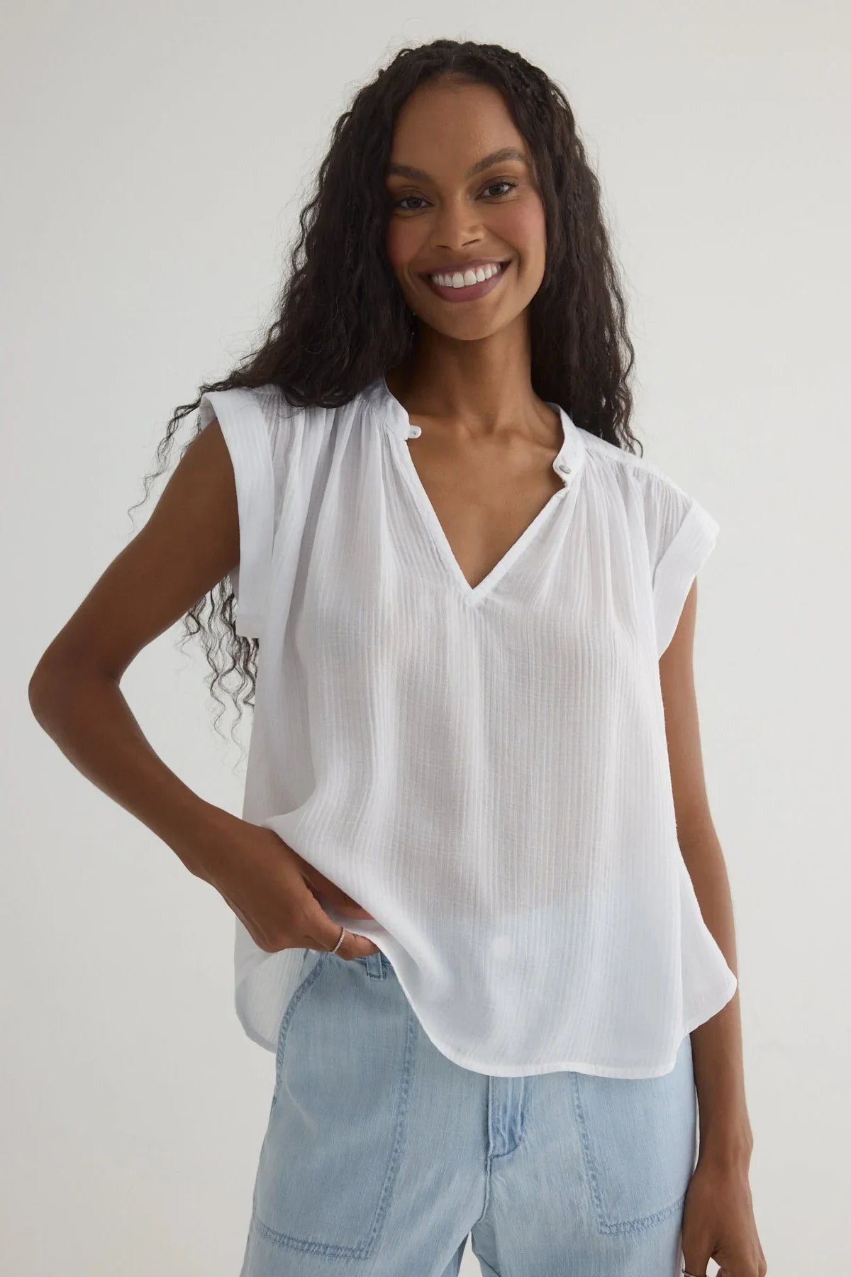 Shirred Pullover Cap Sleeve Tops Bella Dahl