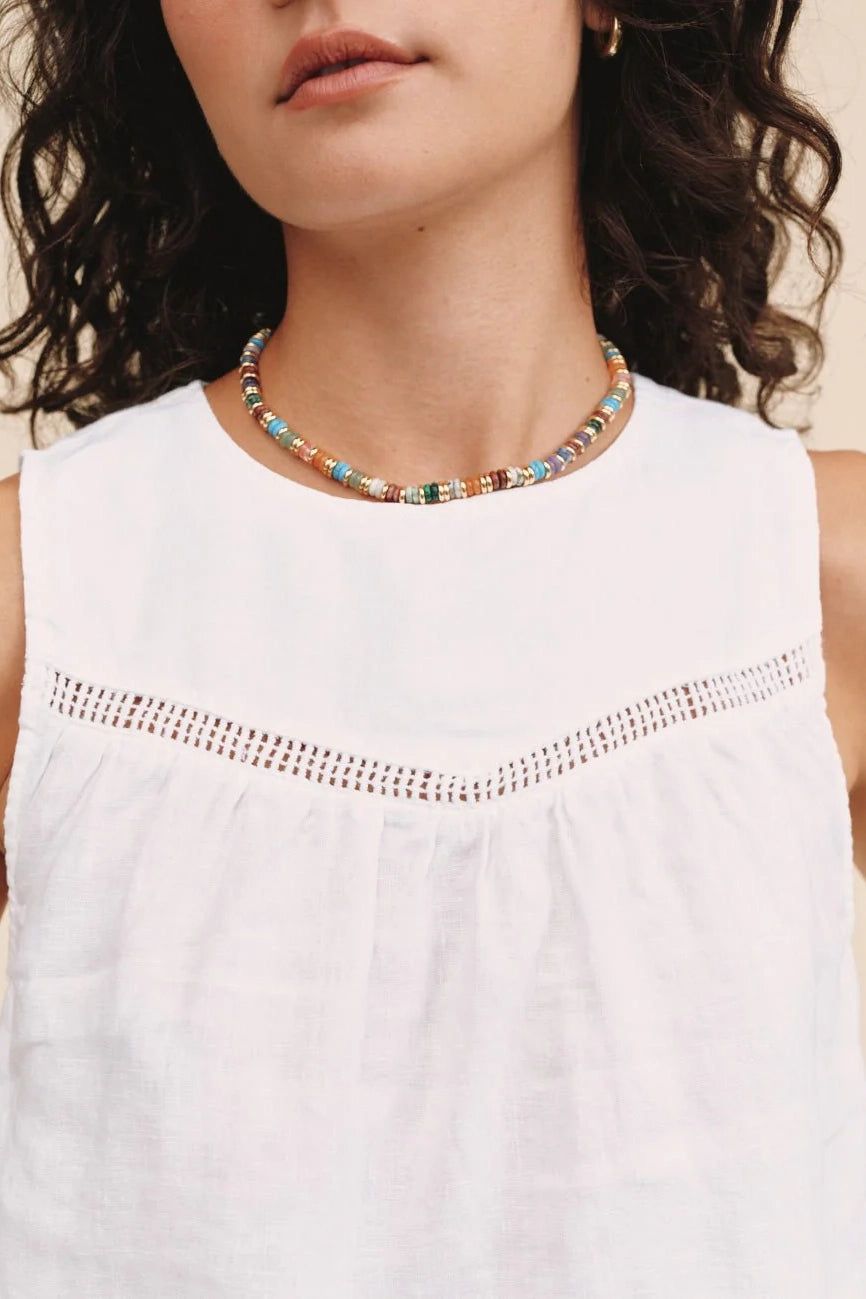 Sleeveless Trimmed Yoke Seam Top Shirts &amp; Tops Bella Dahl