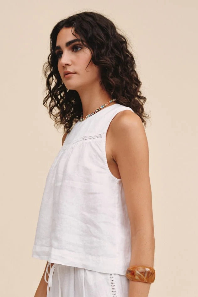 Sleeveless Trimmed Yoke Seam Top Shirts & Tops Bella Dahl