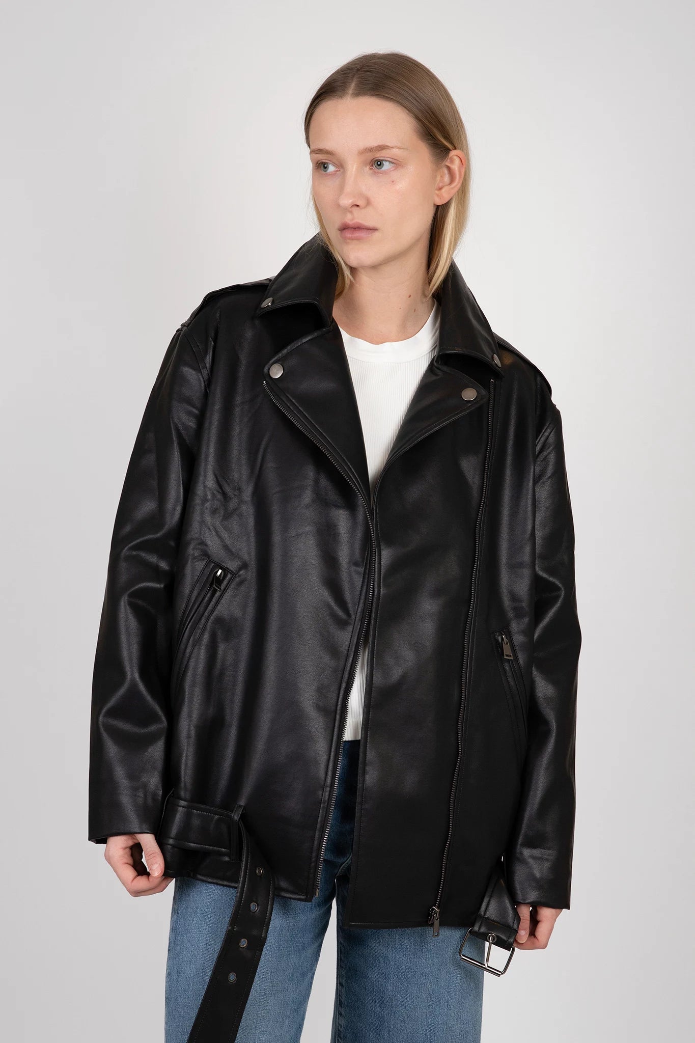 "Florence" Vegan Leather Moto Jacket Jackets & Coats Brunette the Label   