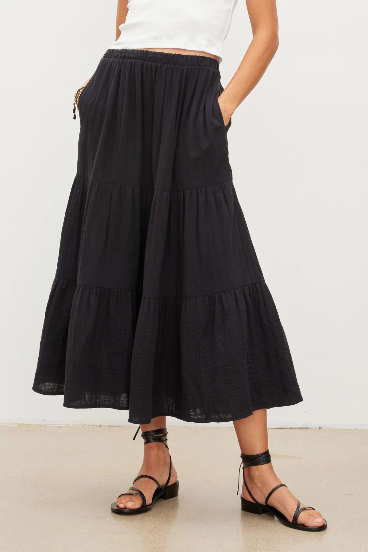 Danielle Cotton Gauze Tiered Skirt Skirts &amp; Dresses Velvet   