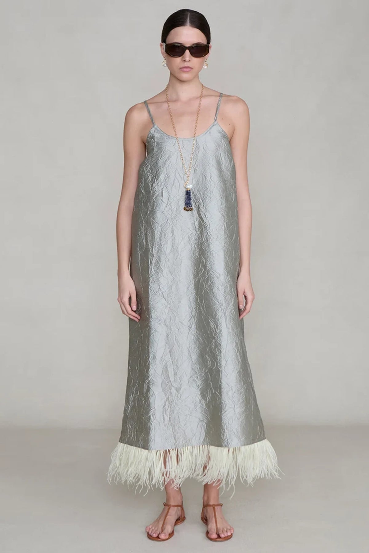 Crinkle Techno Taffeta Feather Dress Dresses Chan Luu