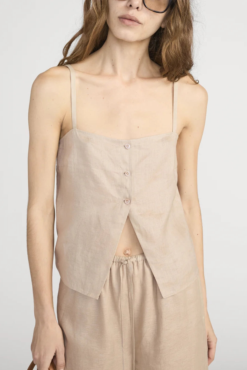 The Linen Button Cami T-Shirts & Tanks FRAME