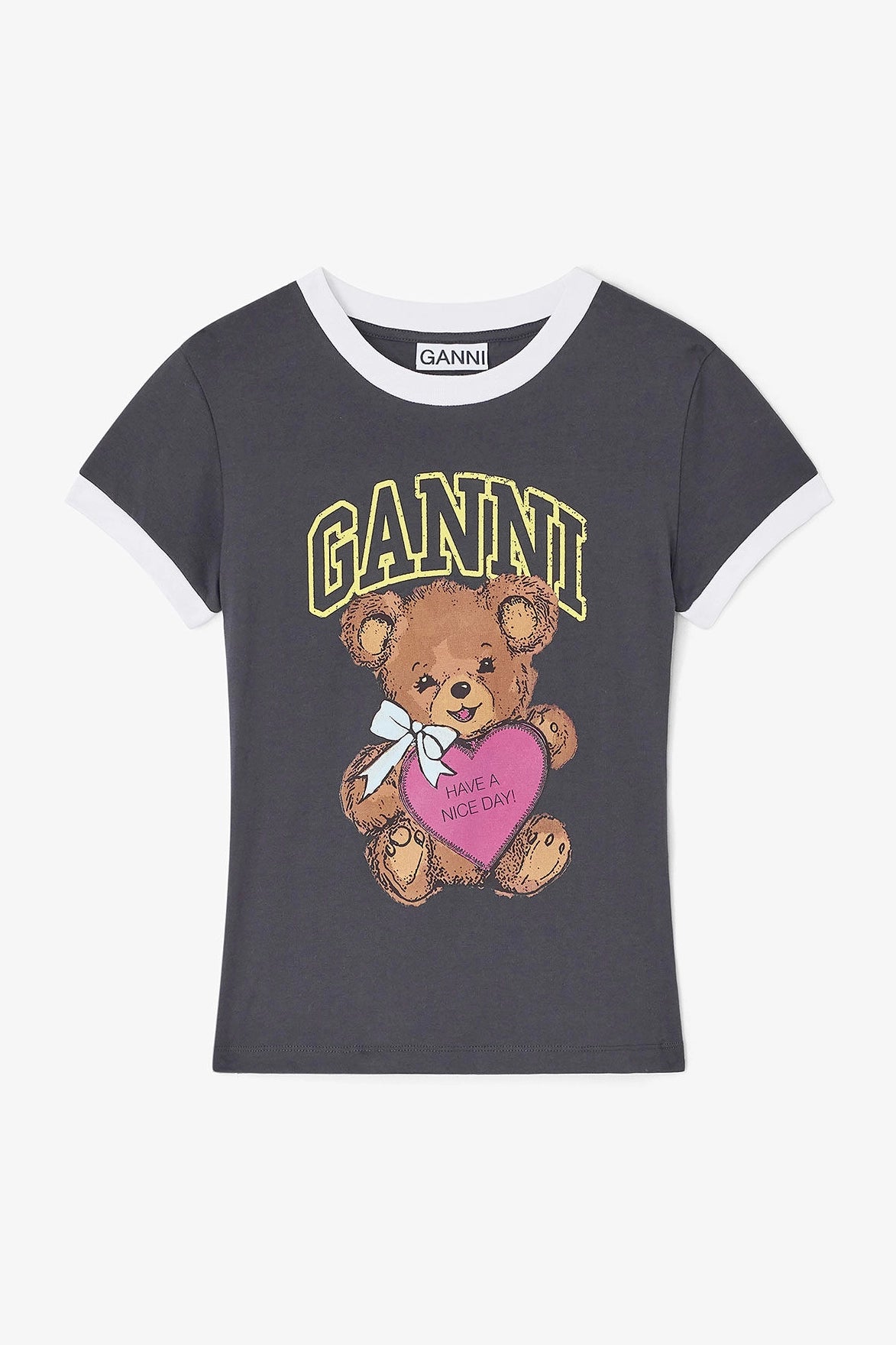 Black Cropped Teddy T-shirt Tops Ganni