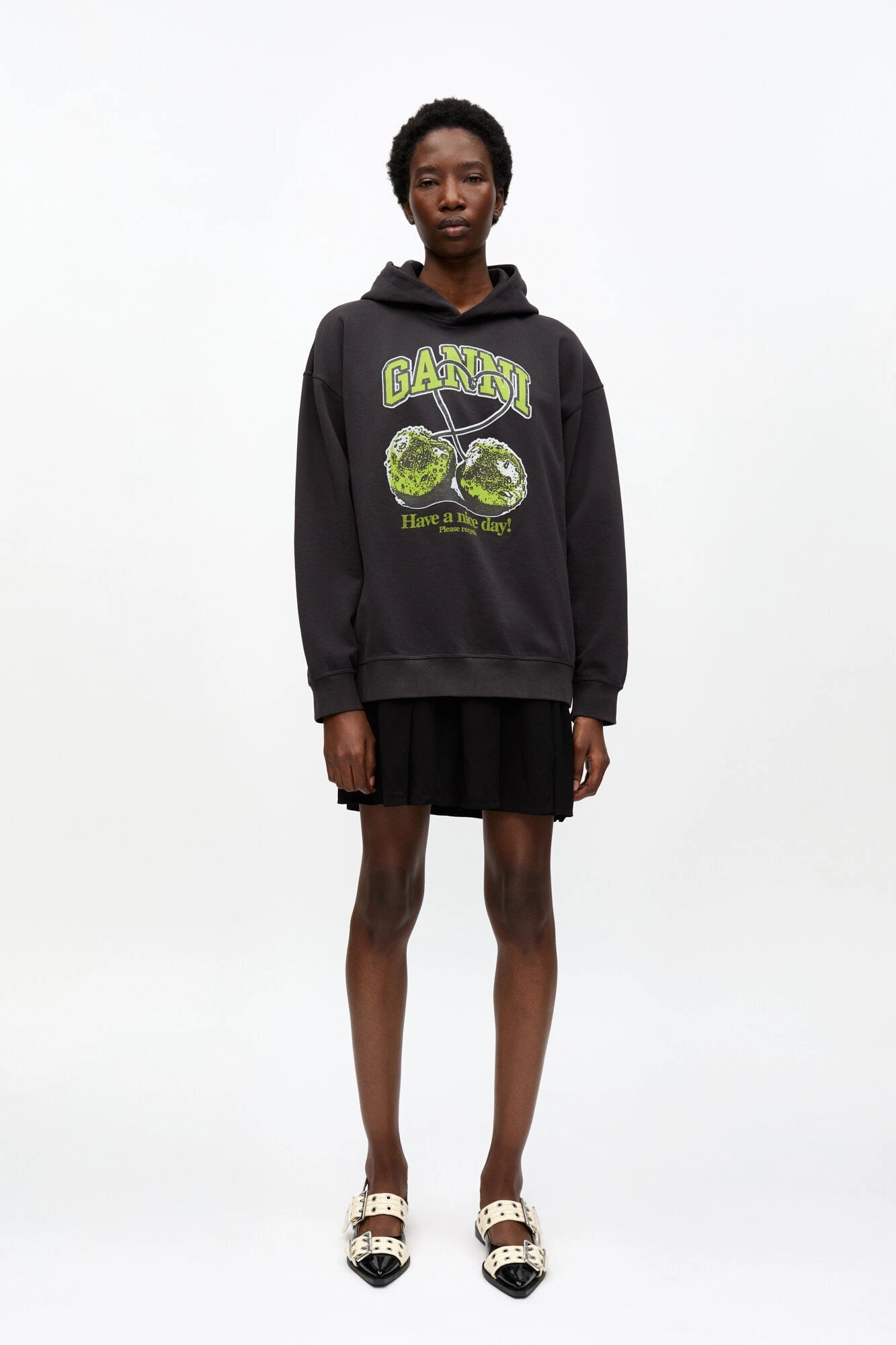 Black Isoli Cherries Oversized Hoodie Sweaters & Knits Ganni