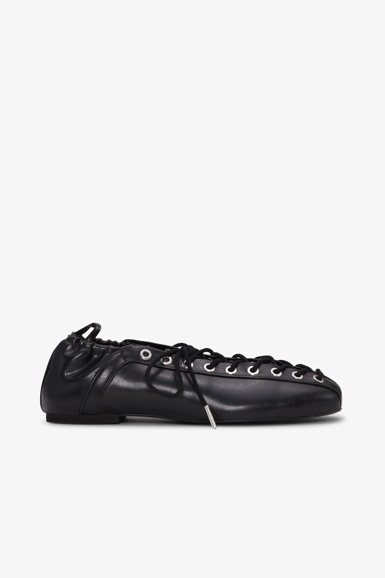 Black Oleatex Lace-Up Ballerinas Footwear Ganni
