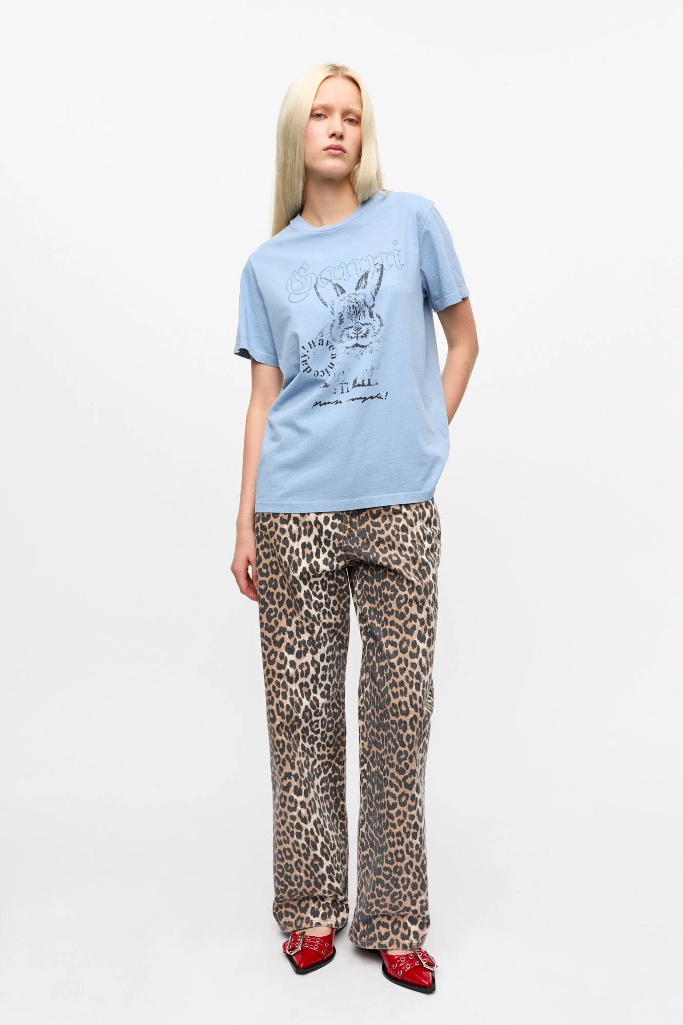 Blue Re-cut Cotton Jersey T-shirt T-Shirts Ganni