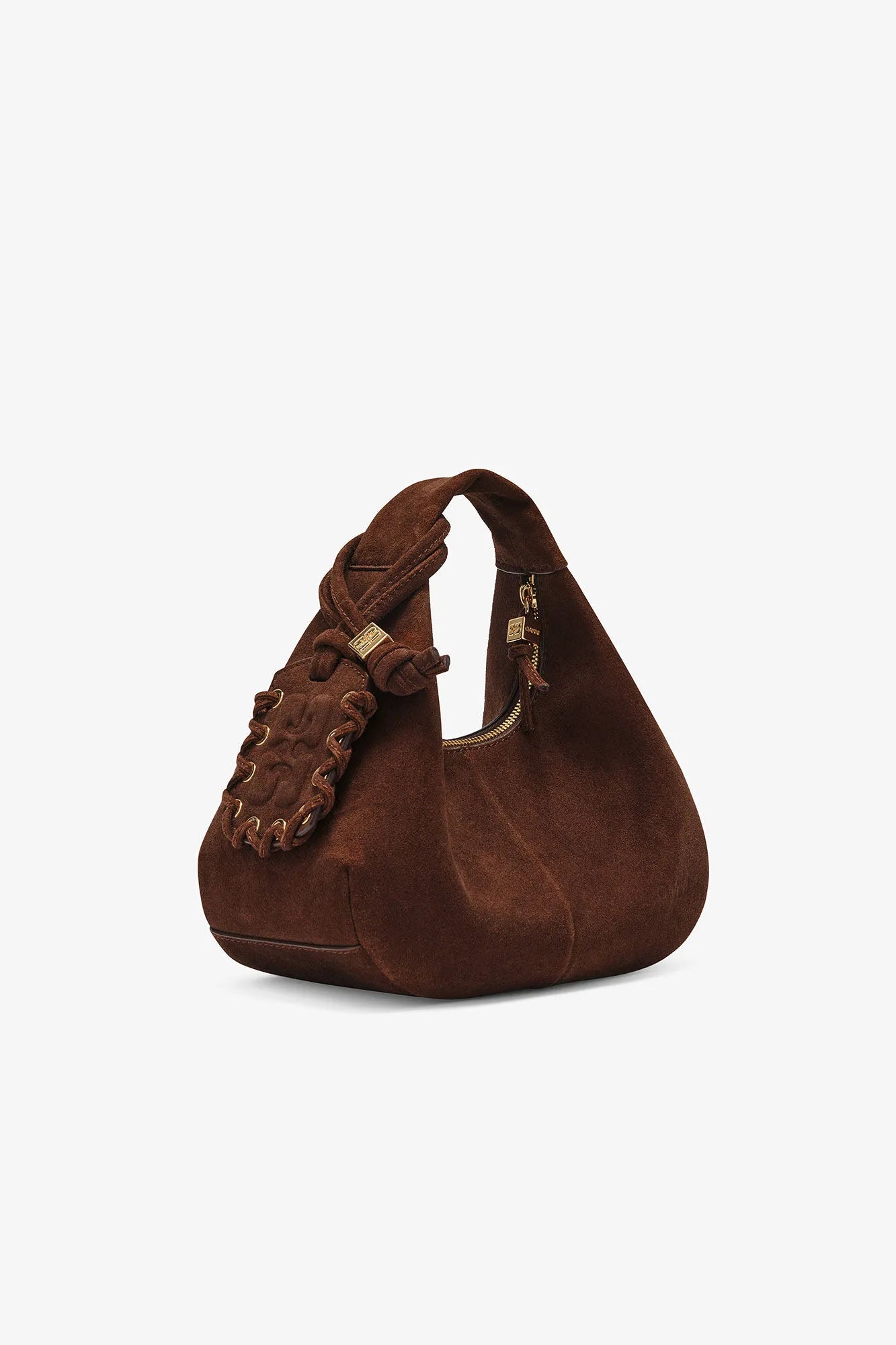 Brown Suede Mini Hobo Bag Accessories Ganni