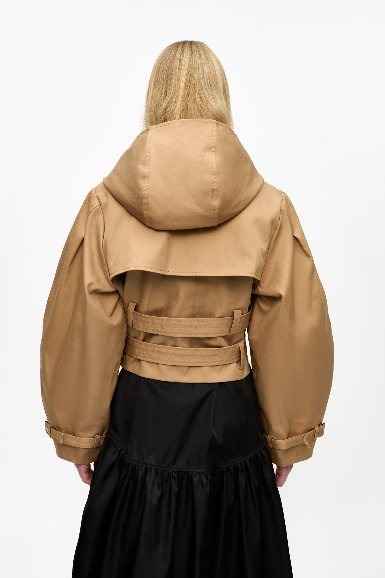 Camel Bonded Cotton Short Trench Jacket Jackets & Coats Ganni