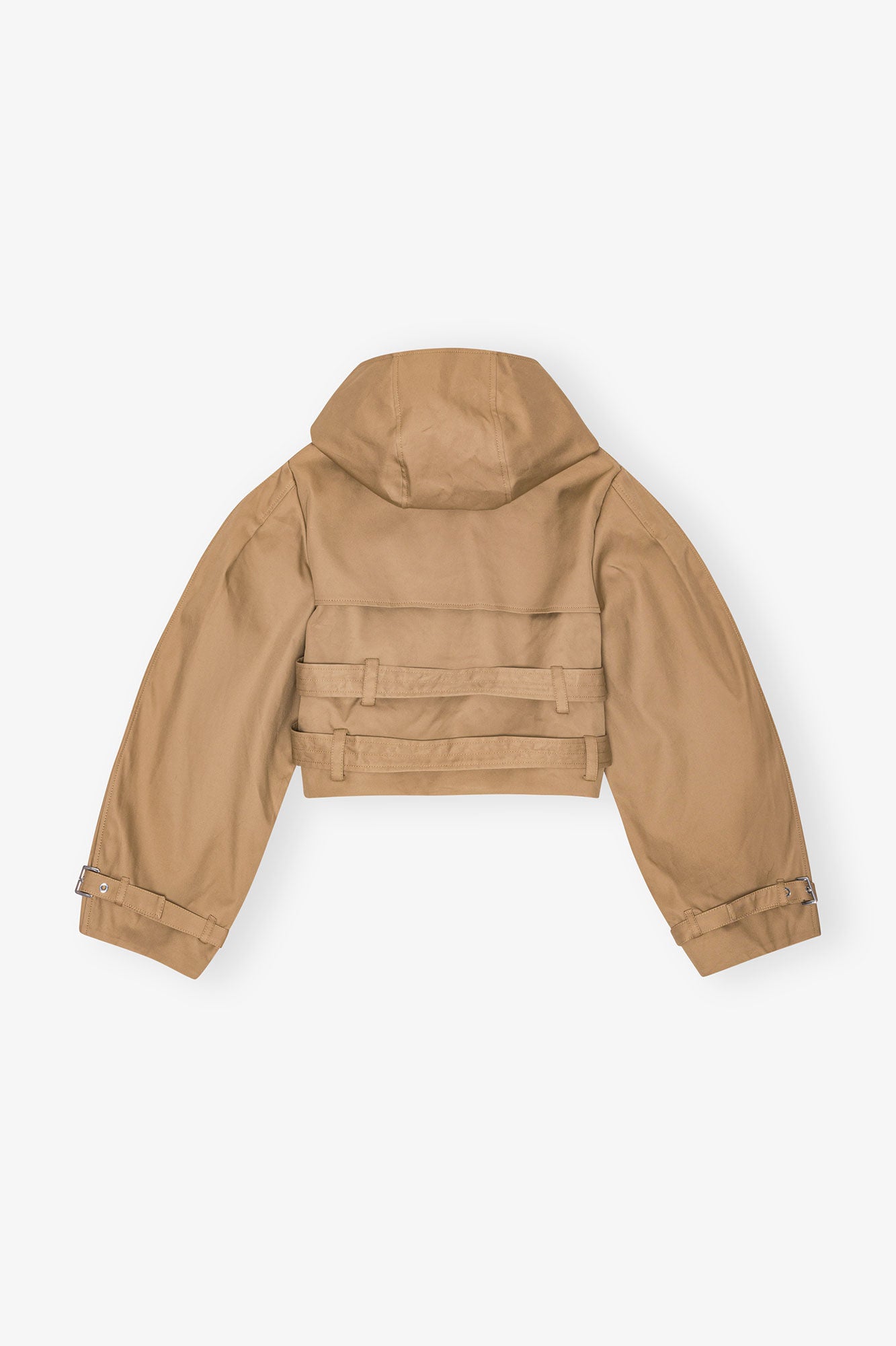 Camel Bonded Cotton Short Trench Jacket Jackets &amp; Coats Ganni