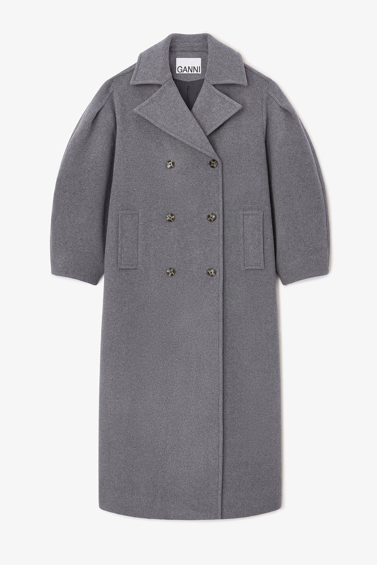 Grey Wool Peacoat Oversized Jackets &amp; Coats Ganni