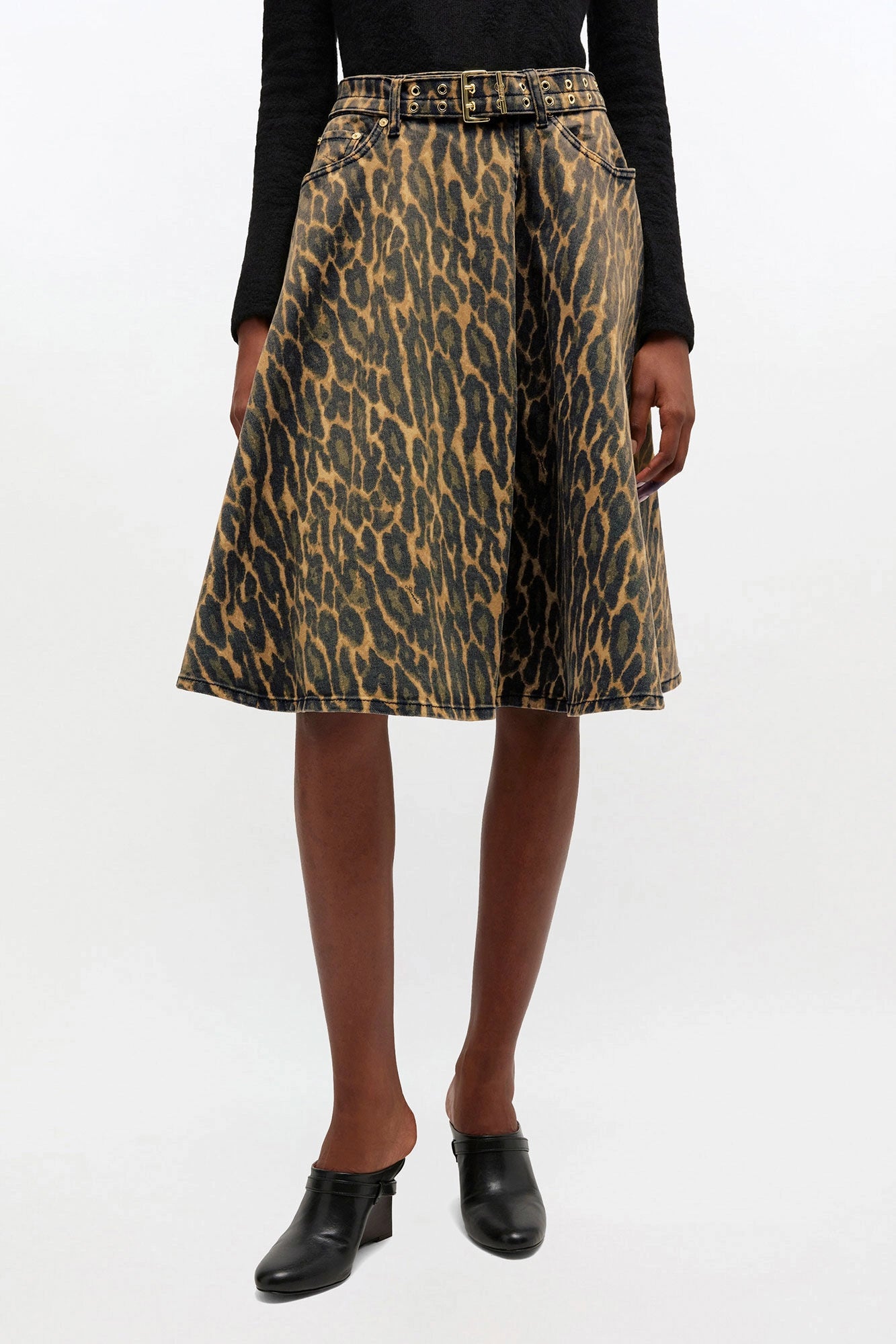 Leopard Denim Wrap Skirt Skirts Ganni