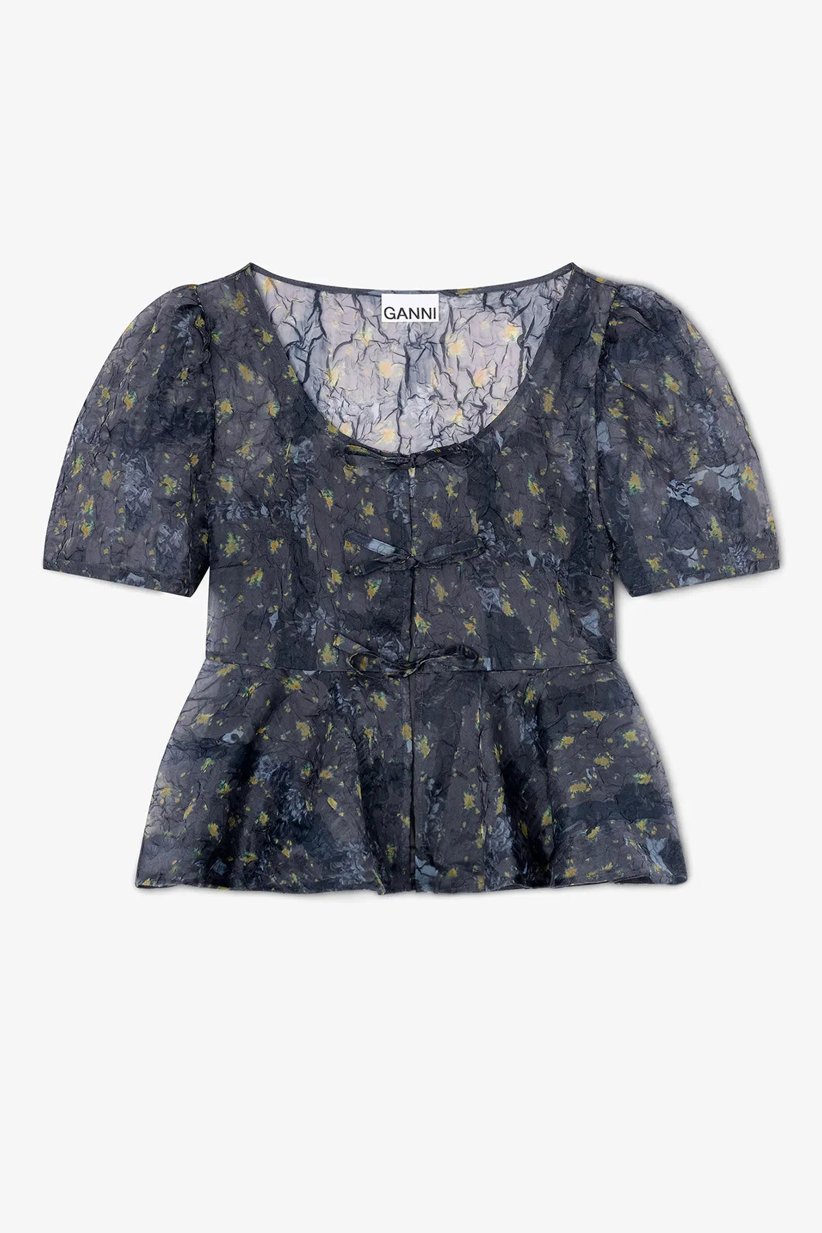 Peplum Blouse in Shibori Organza Shirts &amp; Tops Ganni