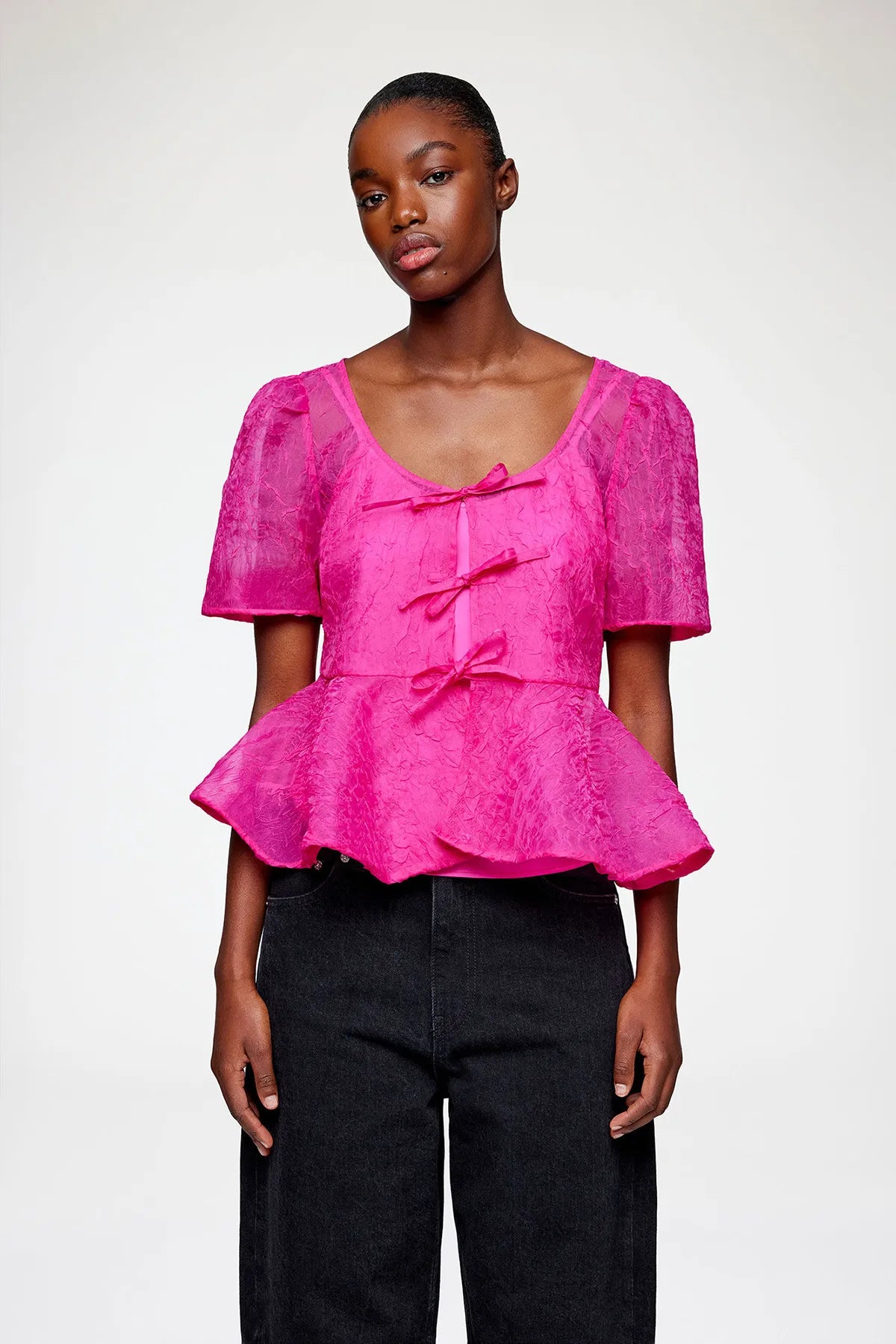 Peplum Blouse in Shibori Organza Shirts &amp; Tops Ganni