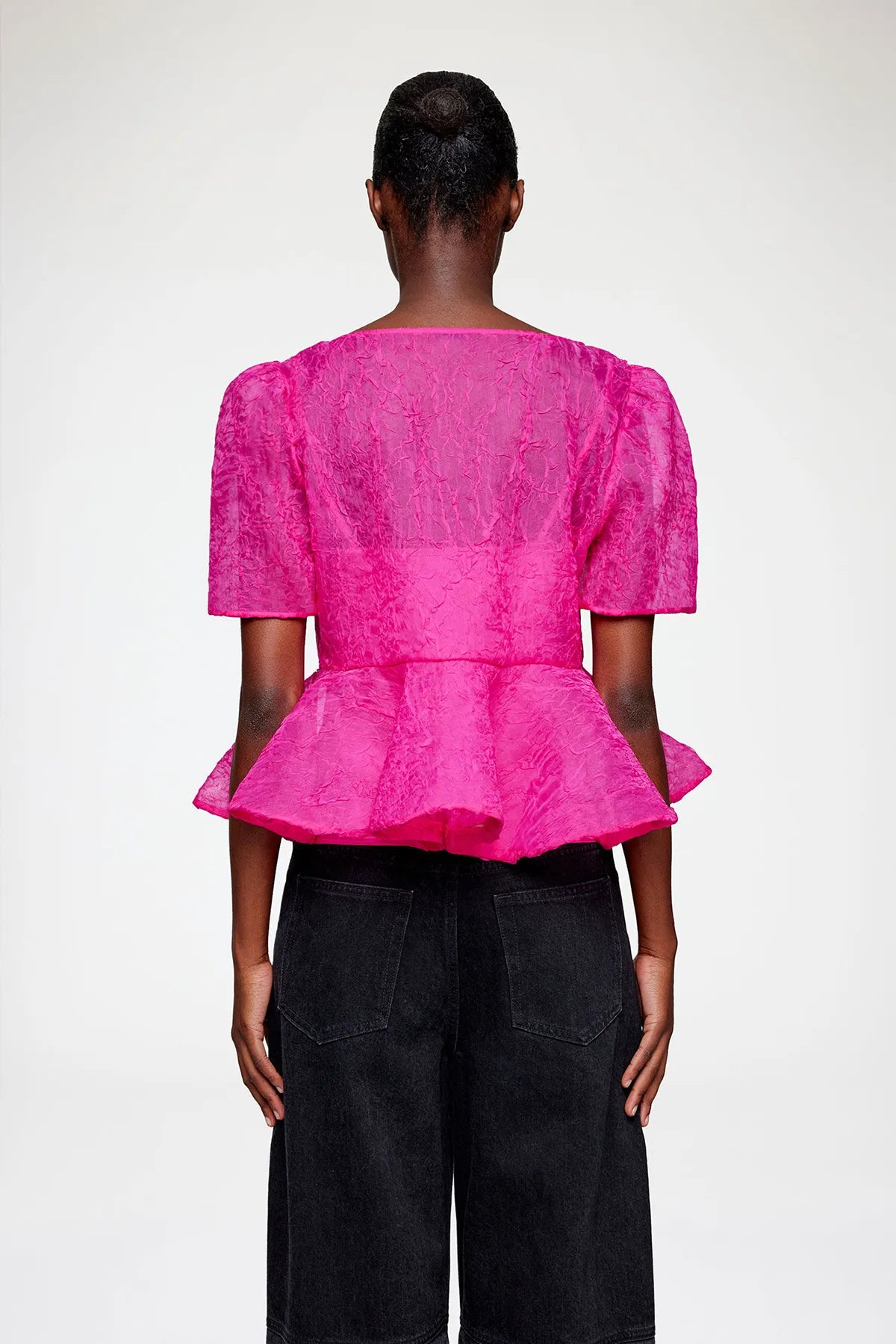 Peplum Blouse in Shibori Organza Shirts &amp; Tops Ganni