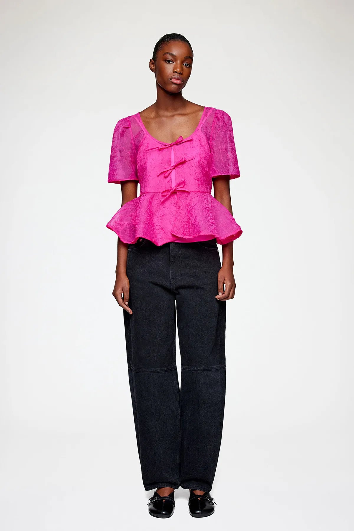 Peplum Blouse in Shibori Organza Shirts &amp; Tops Ganni