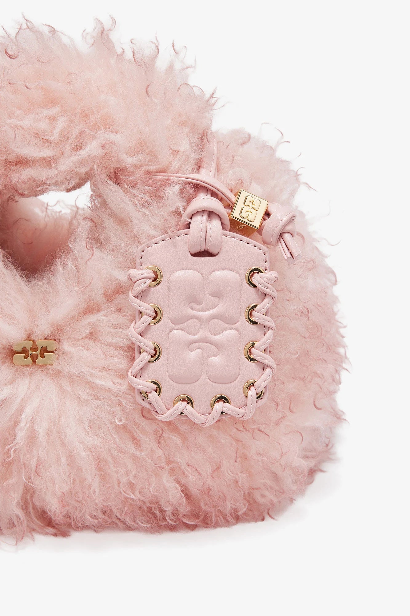 Pink Fur Mini Hobo Bag Accessories Ganni