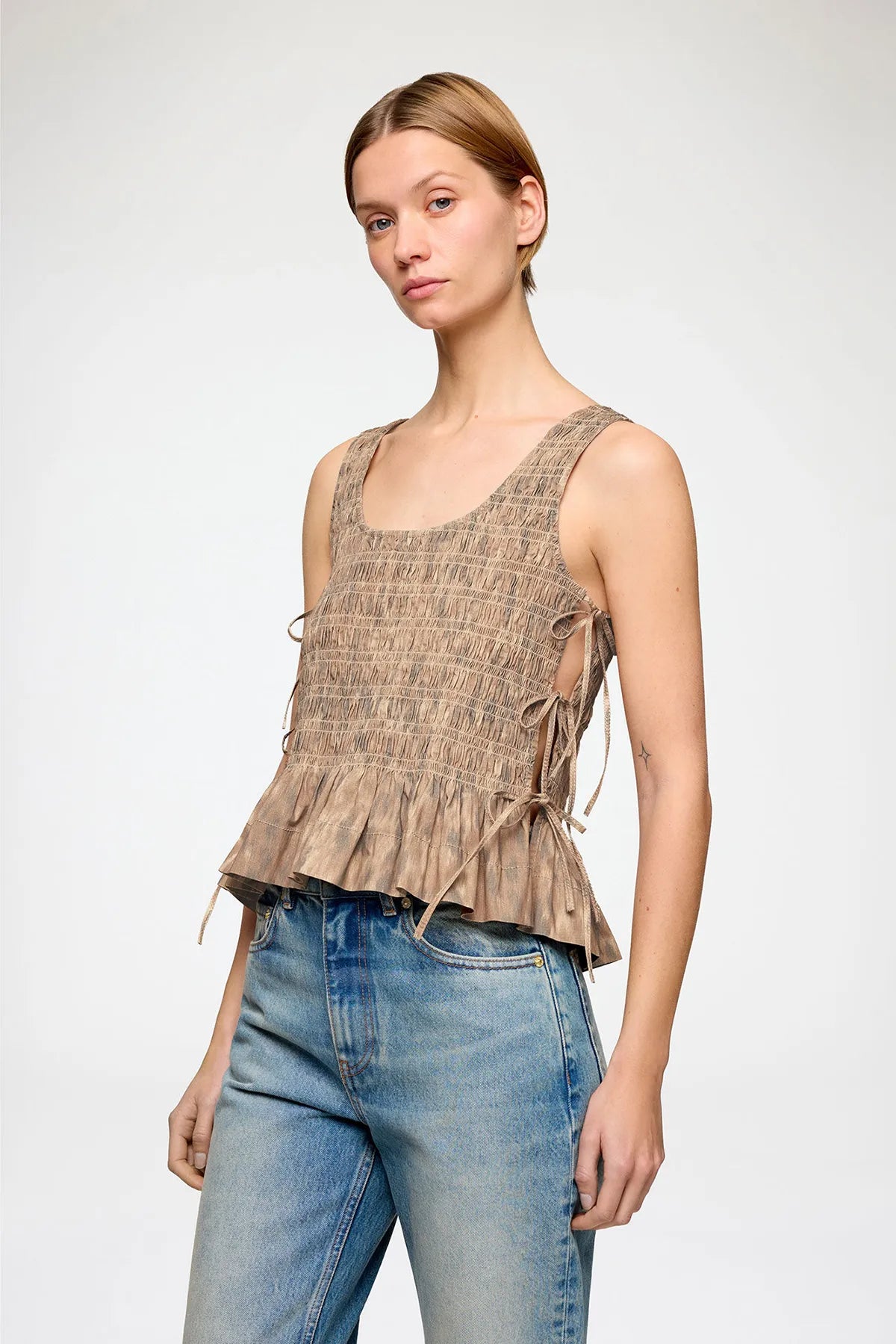 Smock Top in Printed Stretch Shirts & Tops Ganni