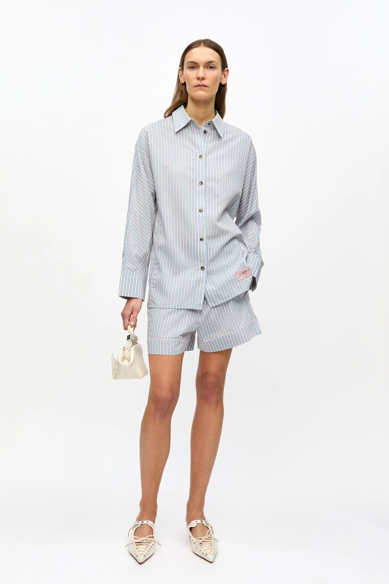 Striped Yarn Dyed Shirt Tops Ganni