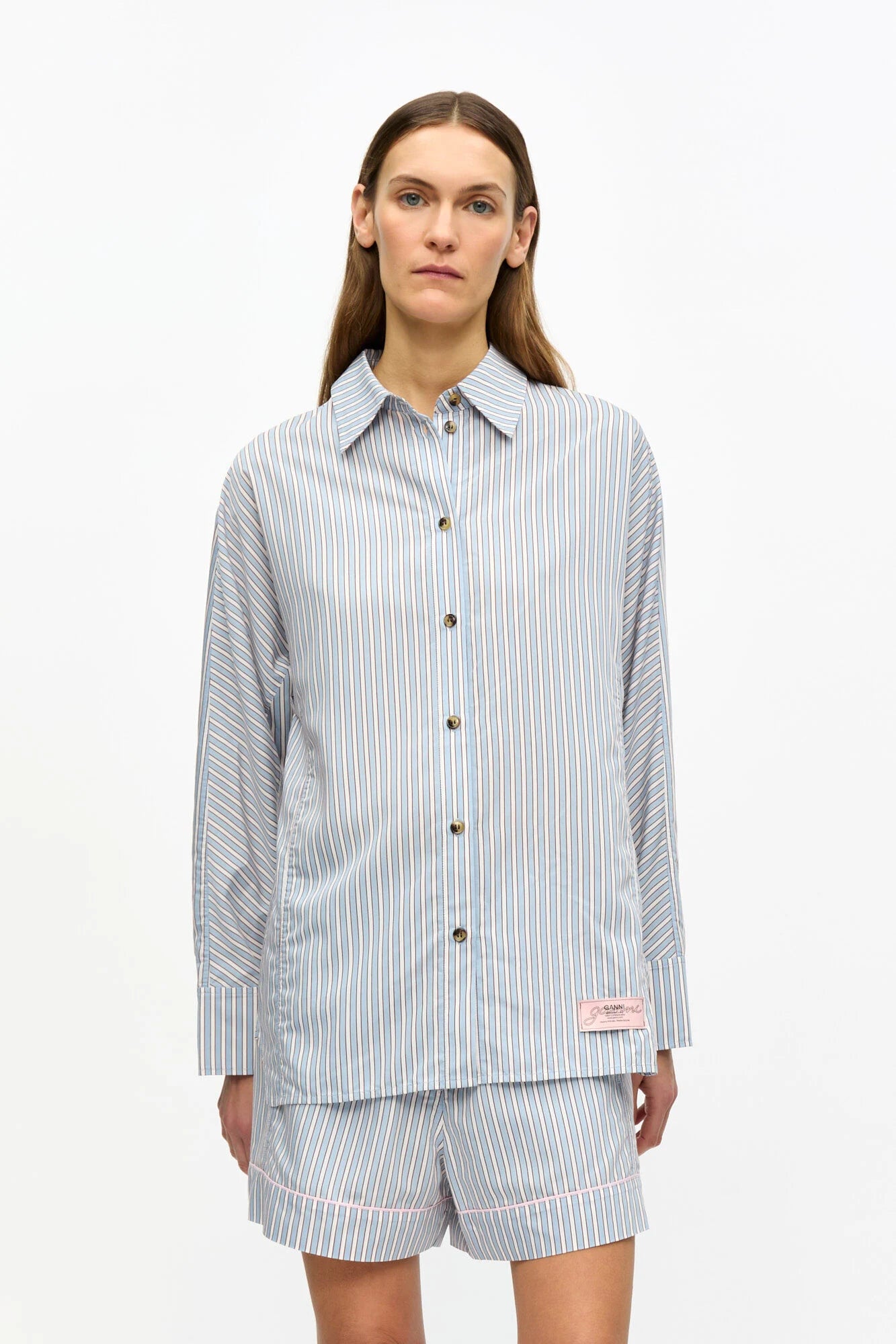Striped Yarn Dyed Shirt Tops Ganni