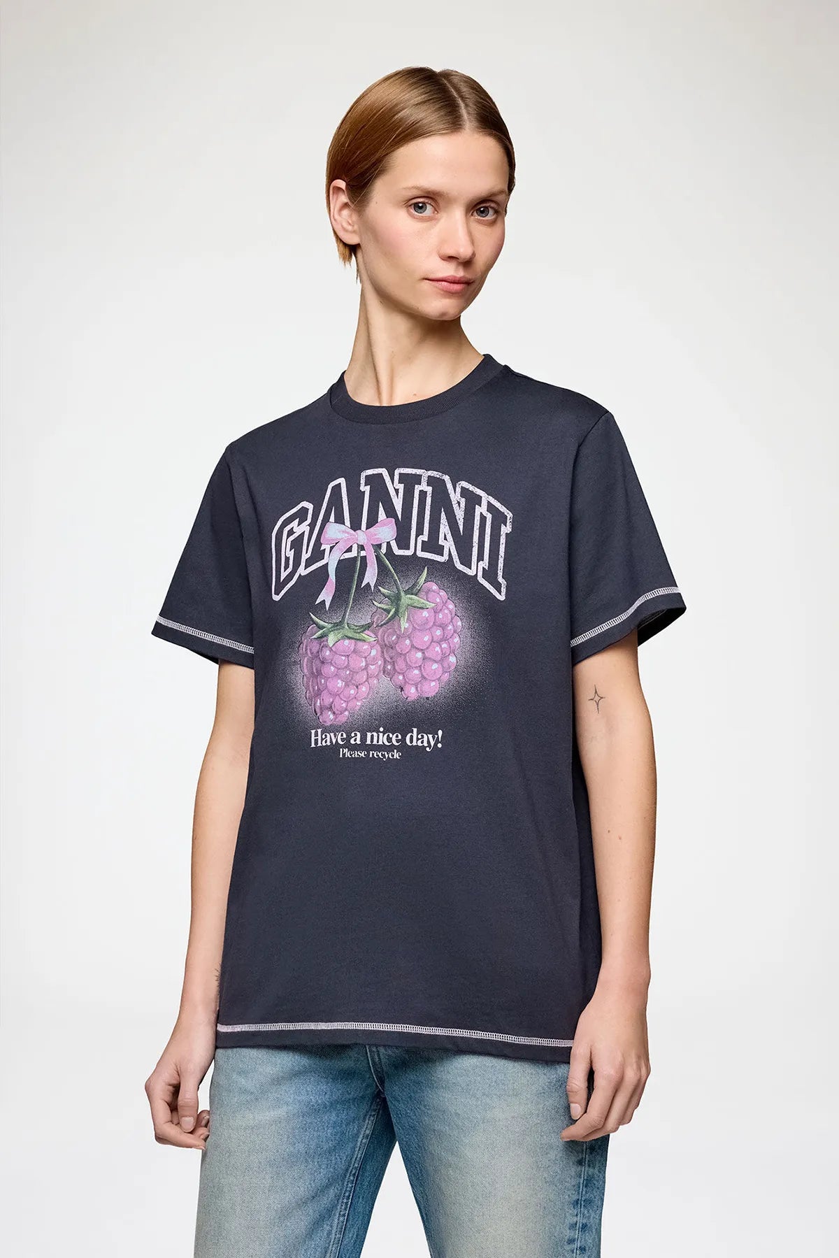 T-shirt with Raspberries T-Shirts &amp; Tanks Ganni
