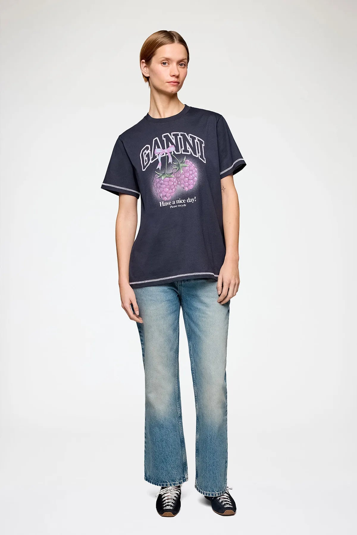 T-shirt with Raspberries T-Shirts &amp; Tanks Ganni