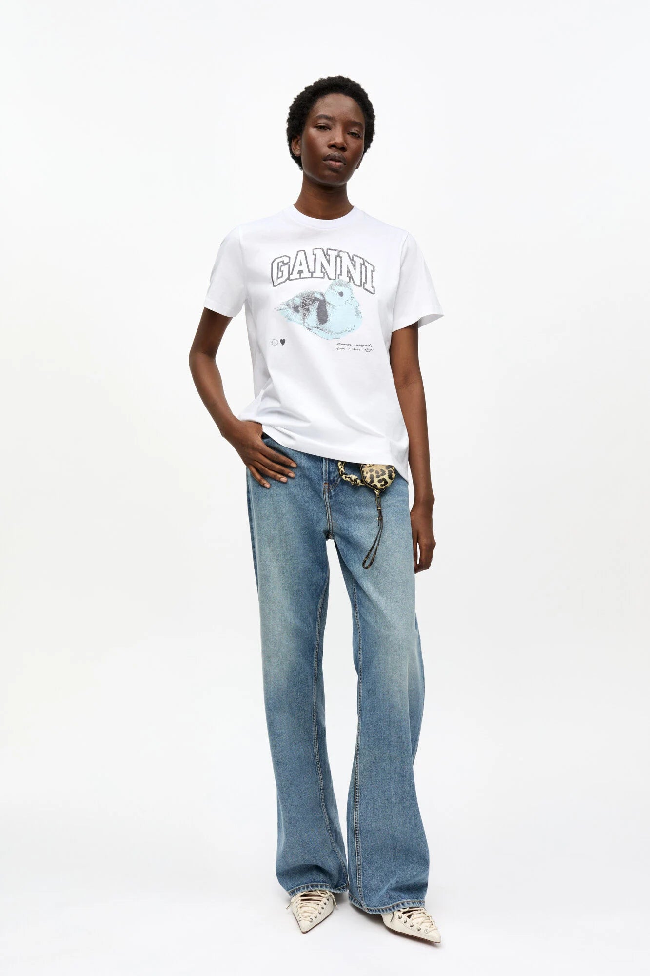 White Basic Jersey Duckie Relaxed T-shirt T-Shirts Ganni