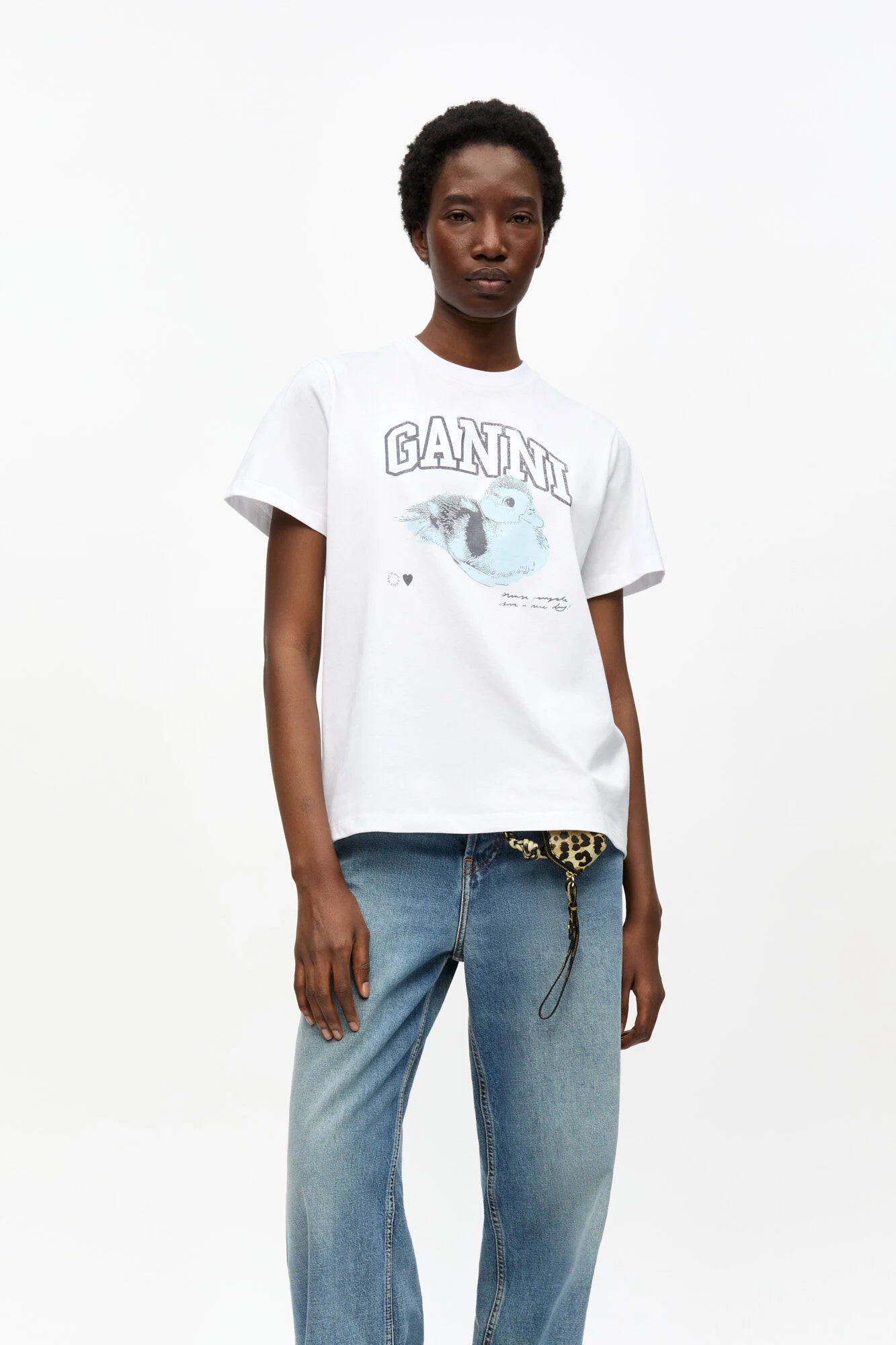 White Basic Jersey Duckie Relaxed T-shirt T-Shirts Ganni