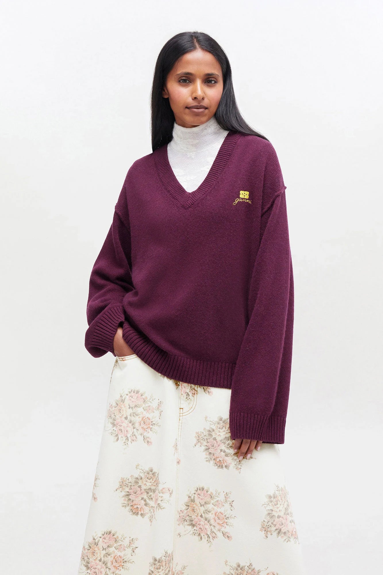 Wool Mix V-neck Jumper Sweaters & Knits Ganni