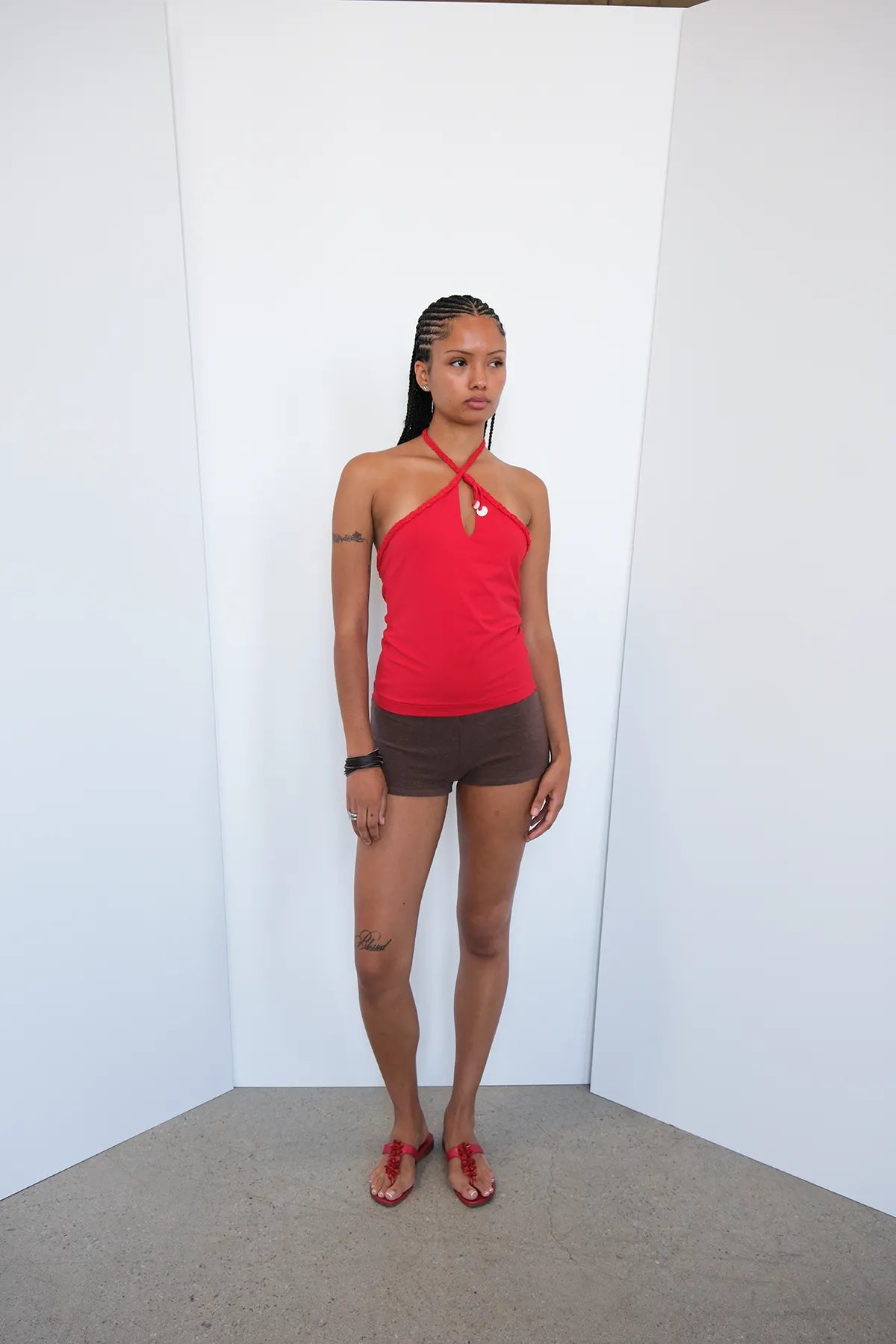 Carly Keyhole Halter Tops Geel