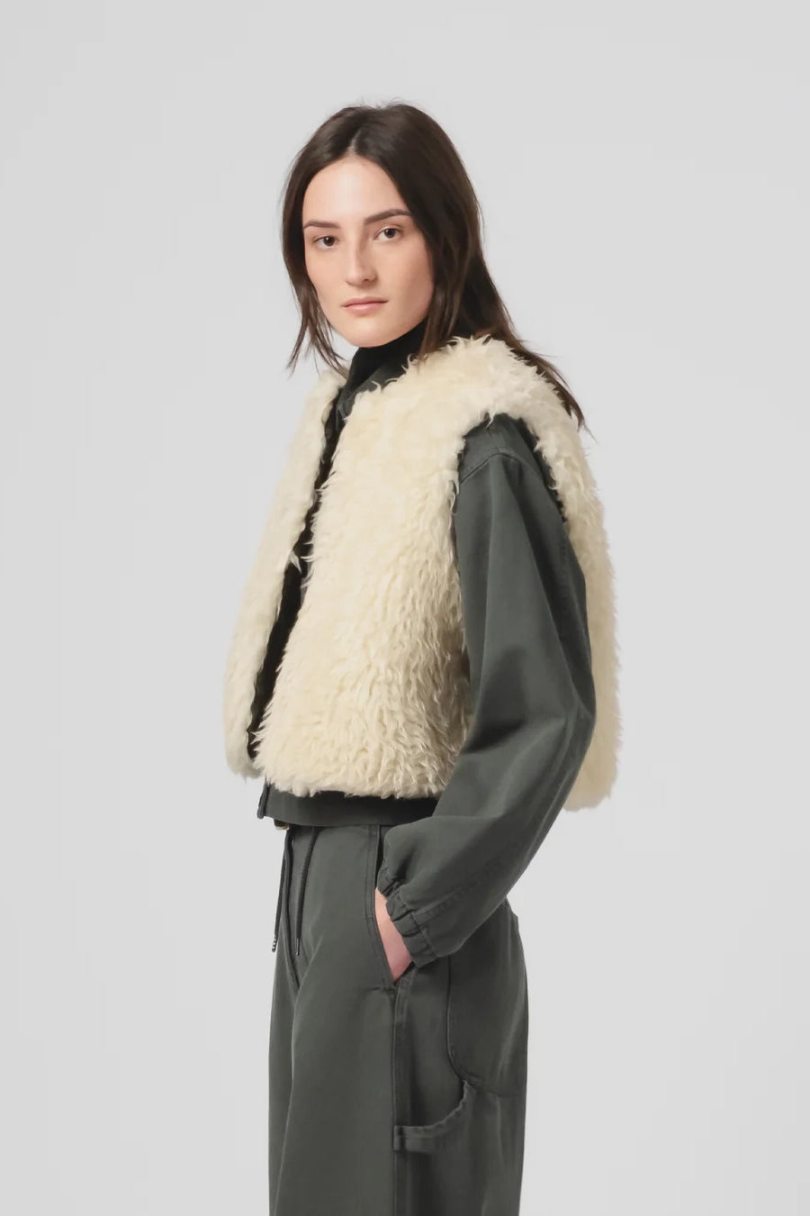 G.o.D Peak Vest Alaska Fluff Ecru Jackets & Coats Girls of Dust