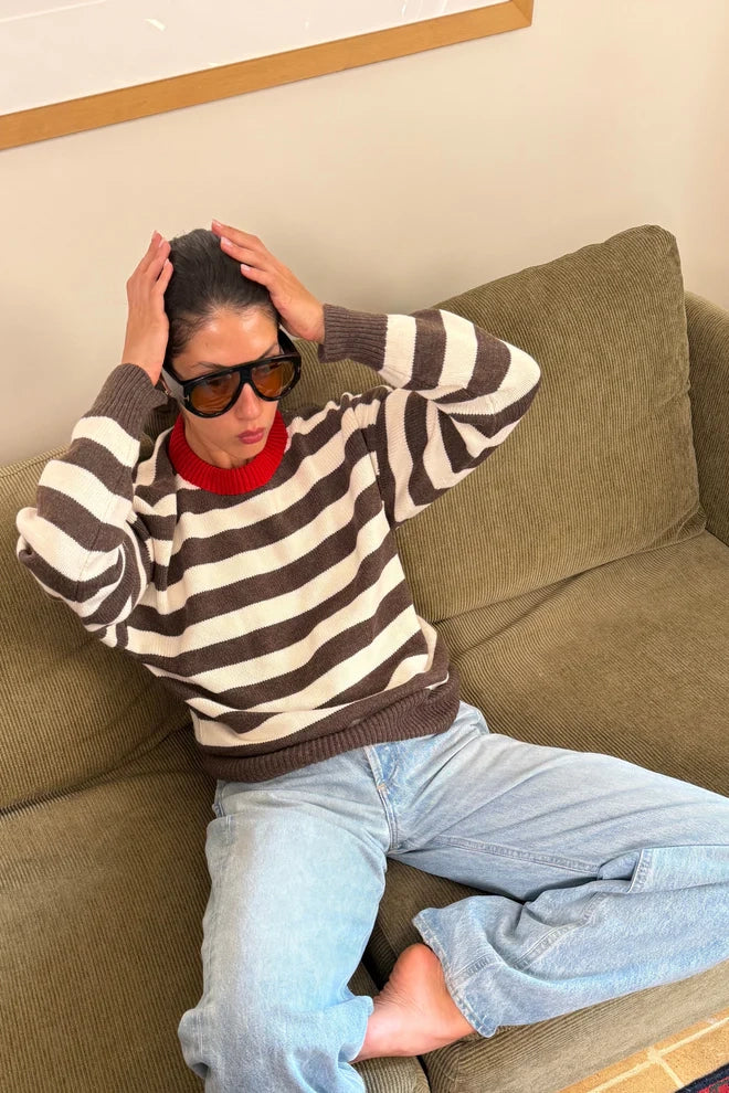 Brown Stripe Party Sweaters & Knits Givéh