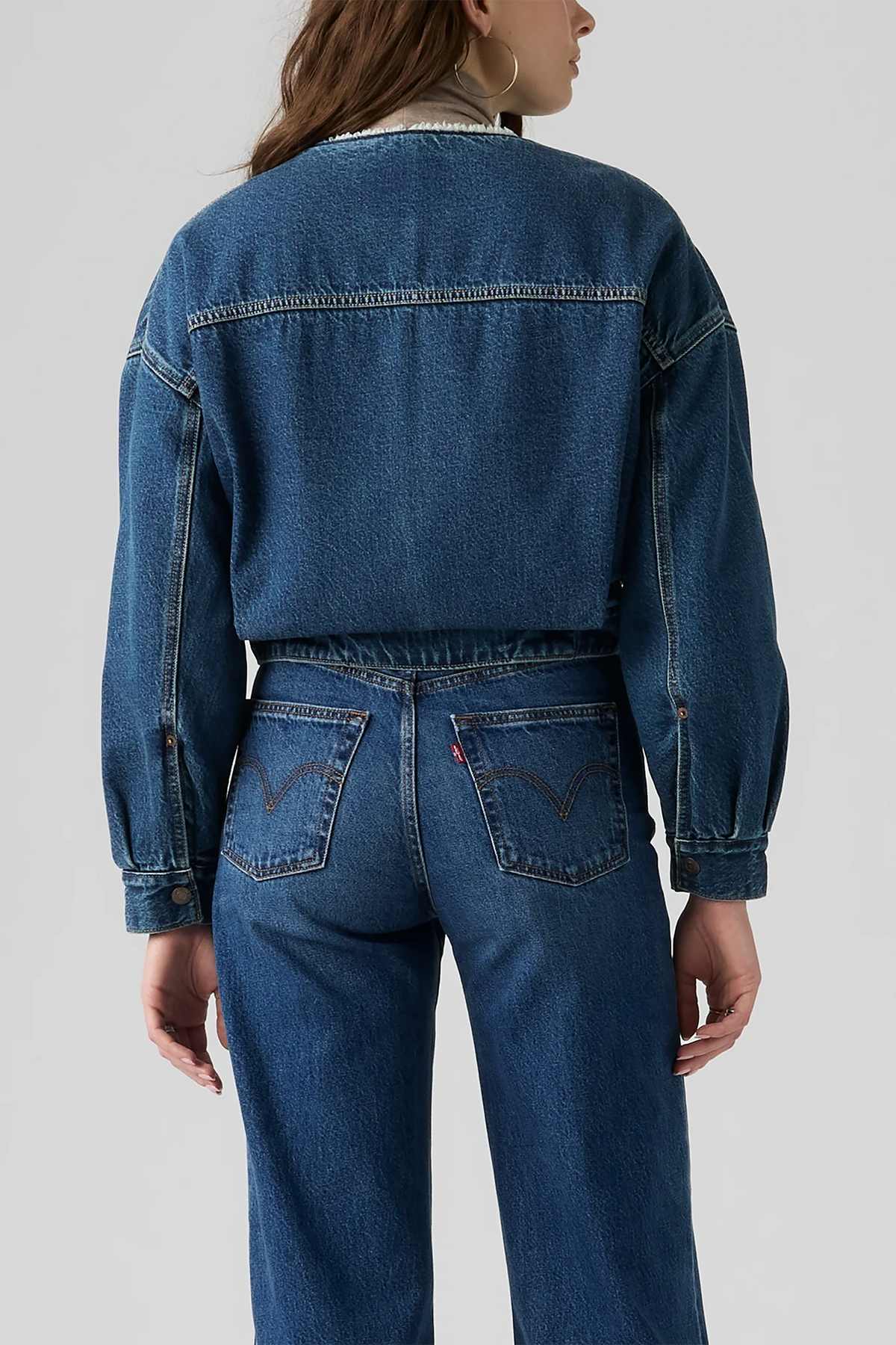 Collarless Cropped Sherpa Trucker Jacket Jackets & Coats Levi's