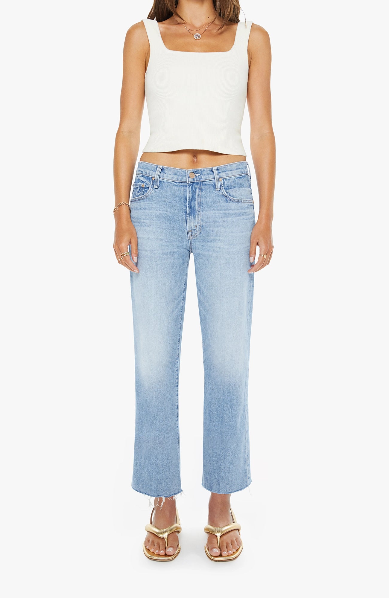 The Mid Rise Rambler Zip Ankle Fray Pants MOTHER