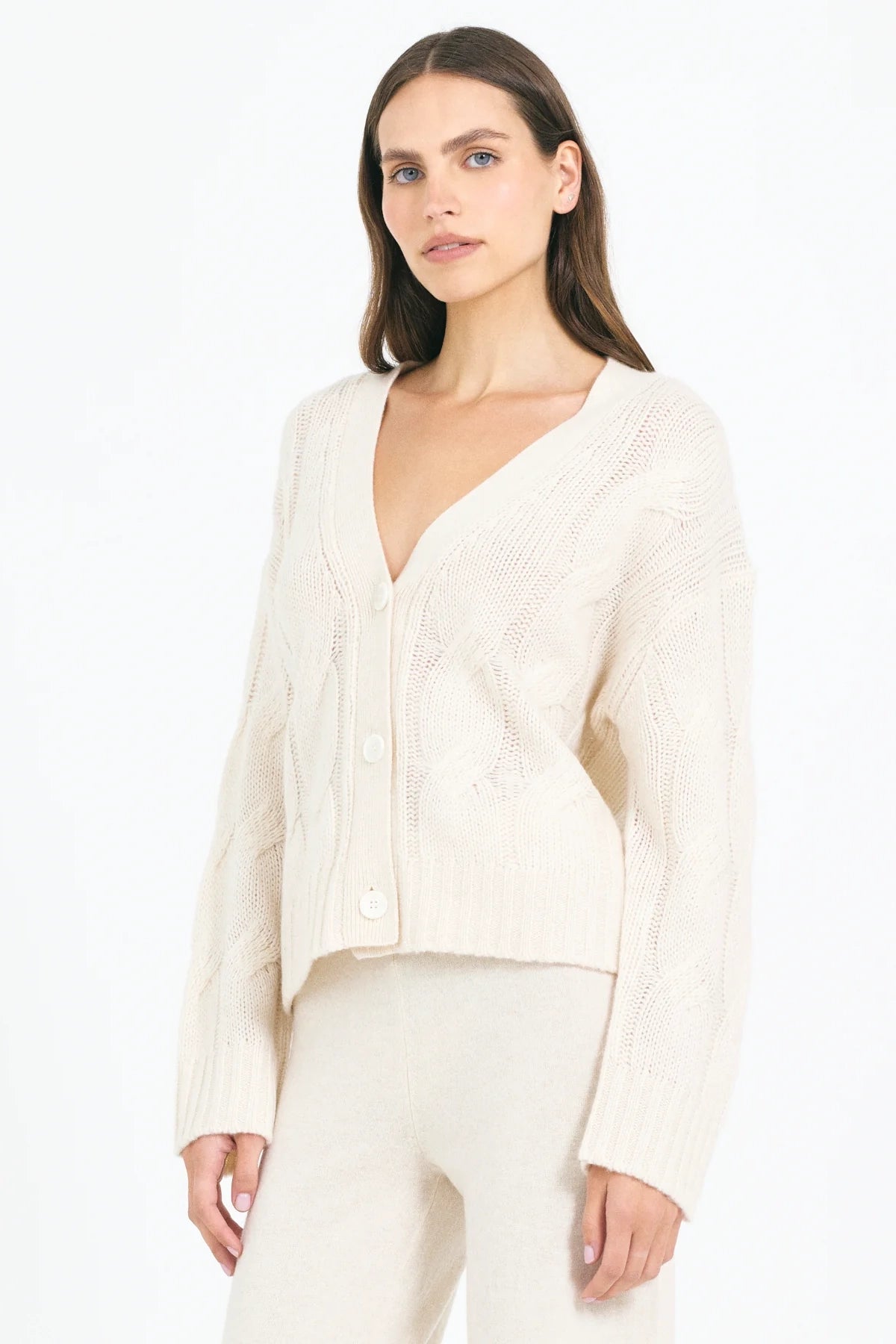 Aster Cable Cashmere Cardigan Sweaters & Knits One Grey Day