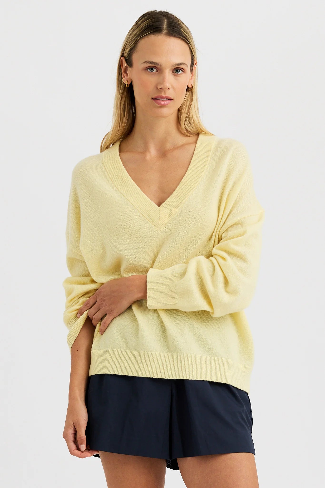 Catherine Cashmere VNeck Sweaters & Knits One Grey Day